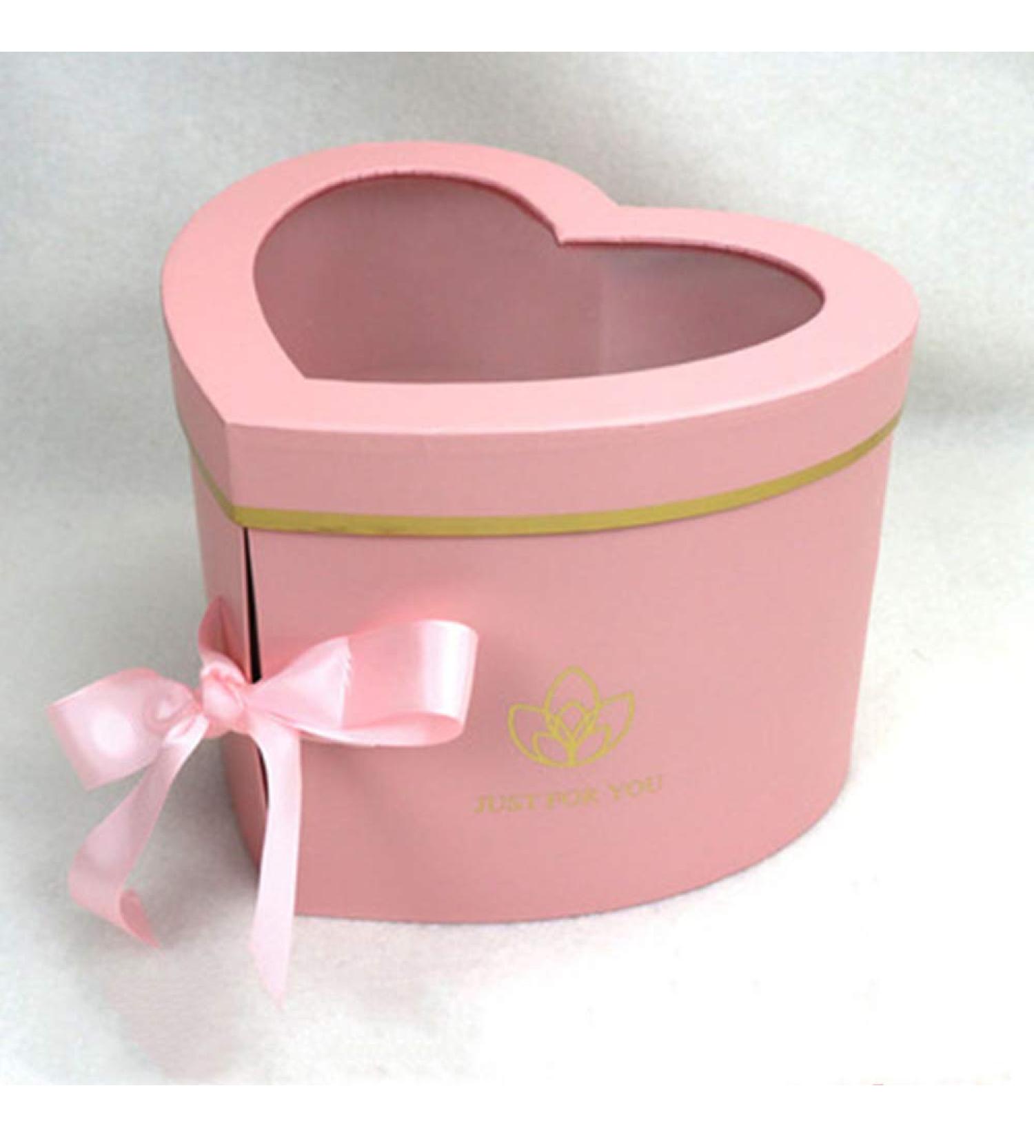 Luxury Heart Shaped Flower Box with Lid - Pink, Double Layer Gift Paper Mache Box - 9x8x6.5 - Ideal for Arrangements - Buy Online on GoSupps.com