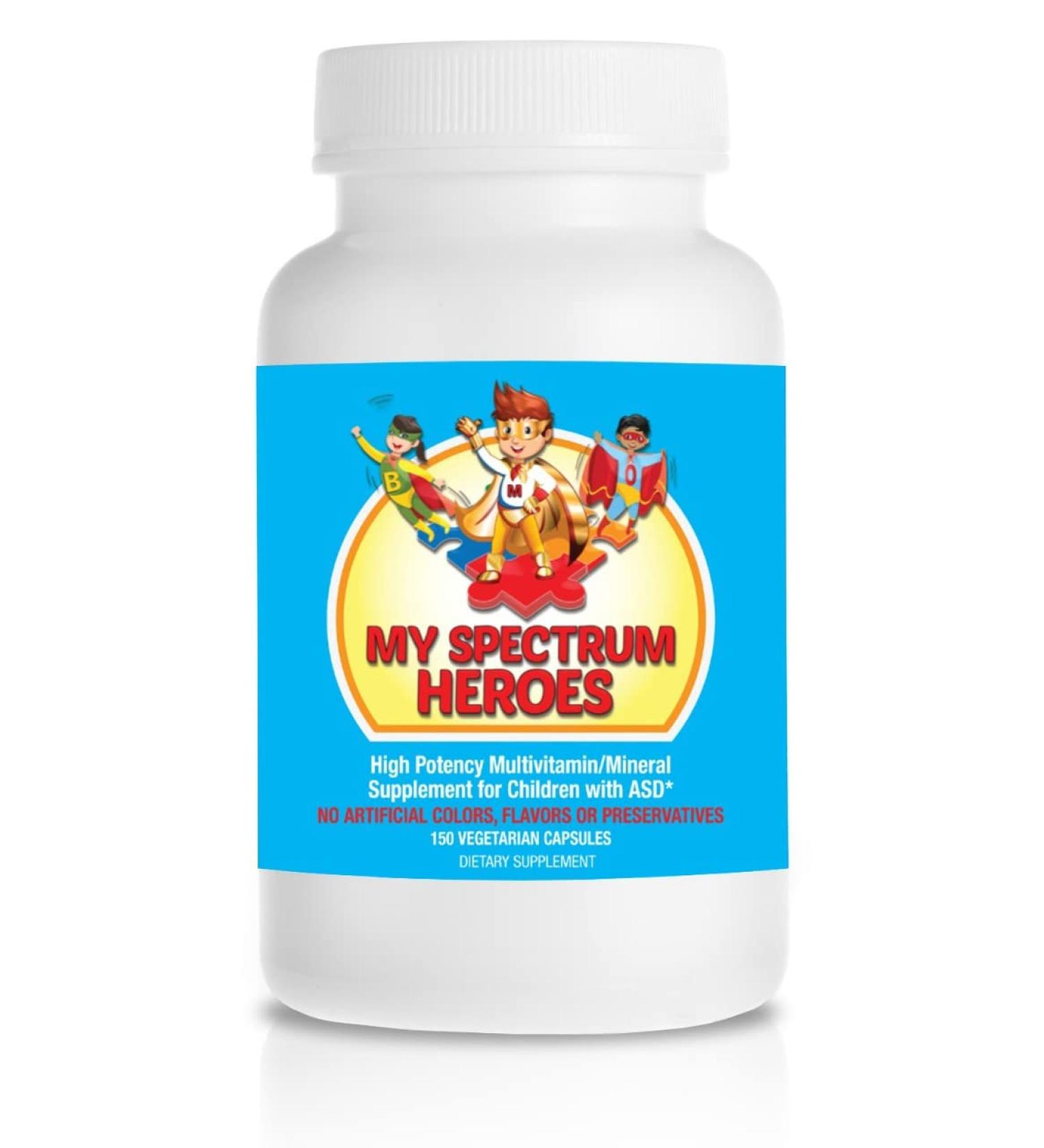 My Spectrum Heroes Kid's Multivitamin Supplement - Natural Calm Focus Memory Concentration Attention Brain and Neural Support for Children on The Spectrum (Capsule)