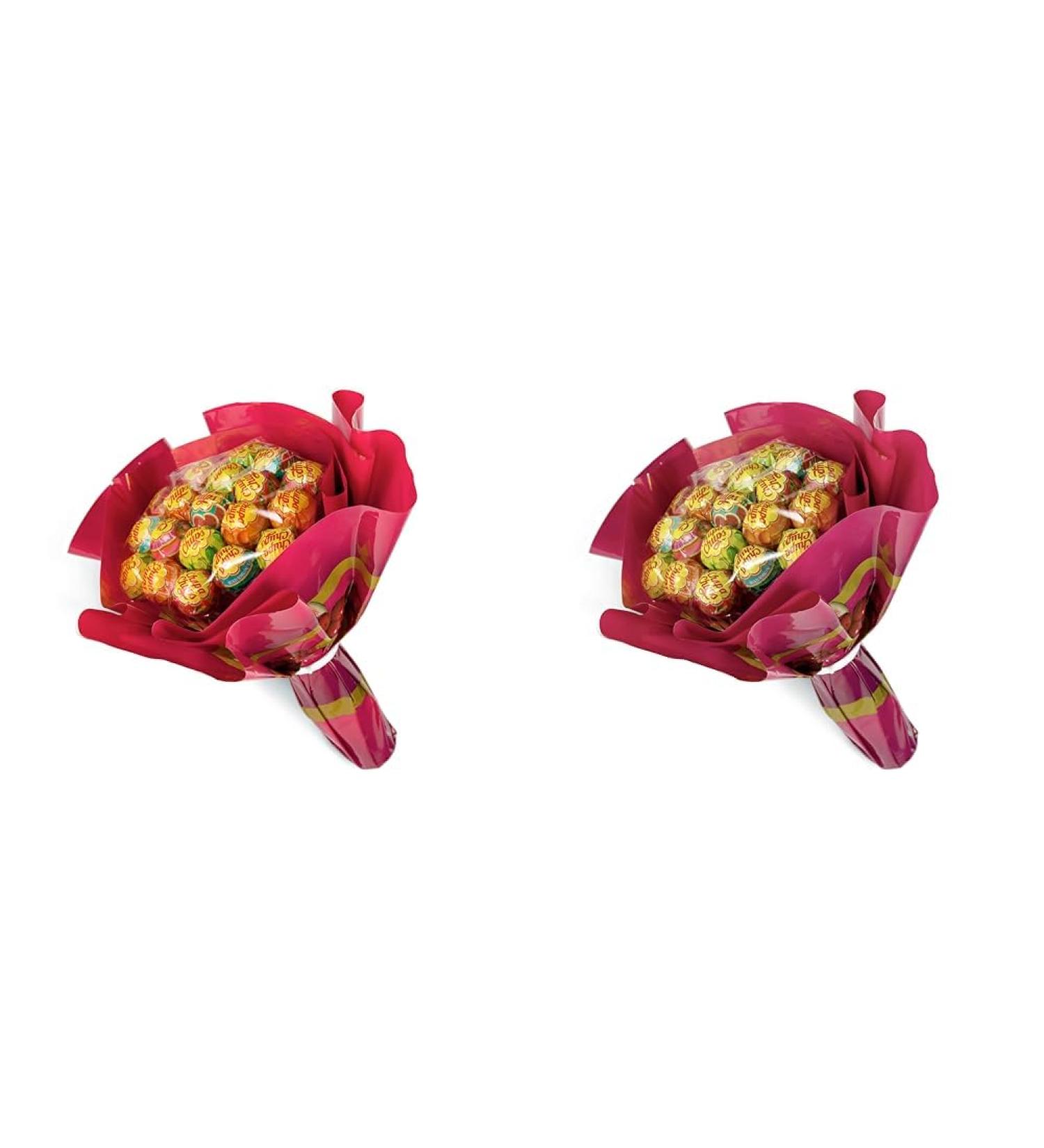 Chupa Chups Lollipop Bouquet - 19 Lollipops in 6 Varieties | Perfect Gift for Birthdays Anniversaries Valentine's & Mother's Day (Pack of 2) - Buy Online on GoSupps.com