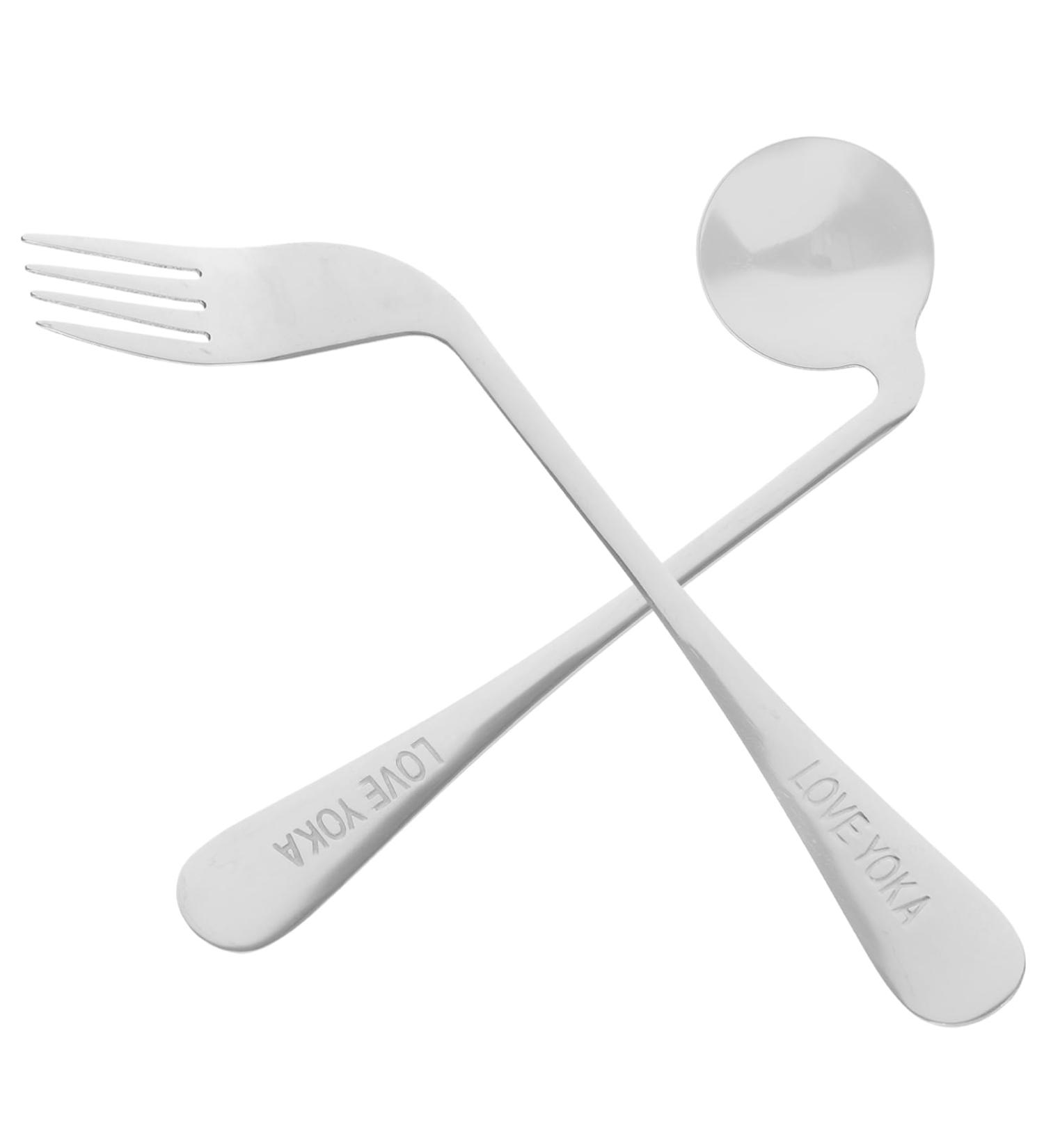 Doitool Adaptive Utensil Set Angled Spoon & Fork for Easy Self-Feeding | Stainless Steel Cutlery for Seniors & Patients (Right Hand) - Buy Online on GoSupps.com