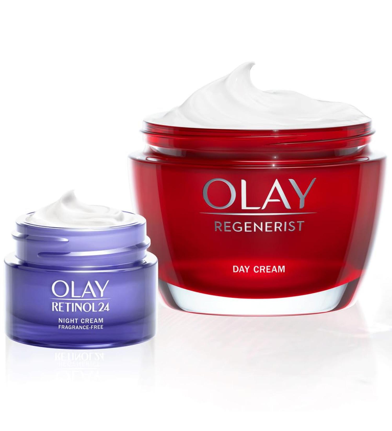 Olay Regenerist Day & Night Moisturizer Set - 50ml Day Cream with Niacinamide & Glycerin + 15ml Retinol Night Cream - Perfect Gifts for Women - Buy Online on GoSupps.com