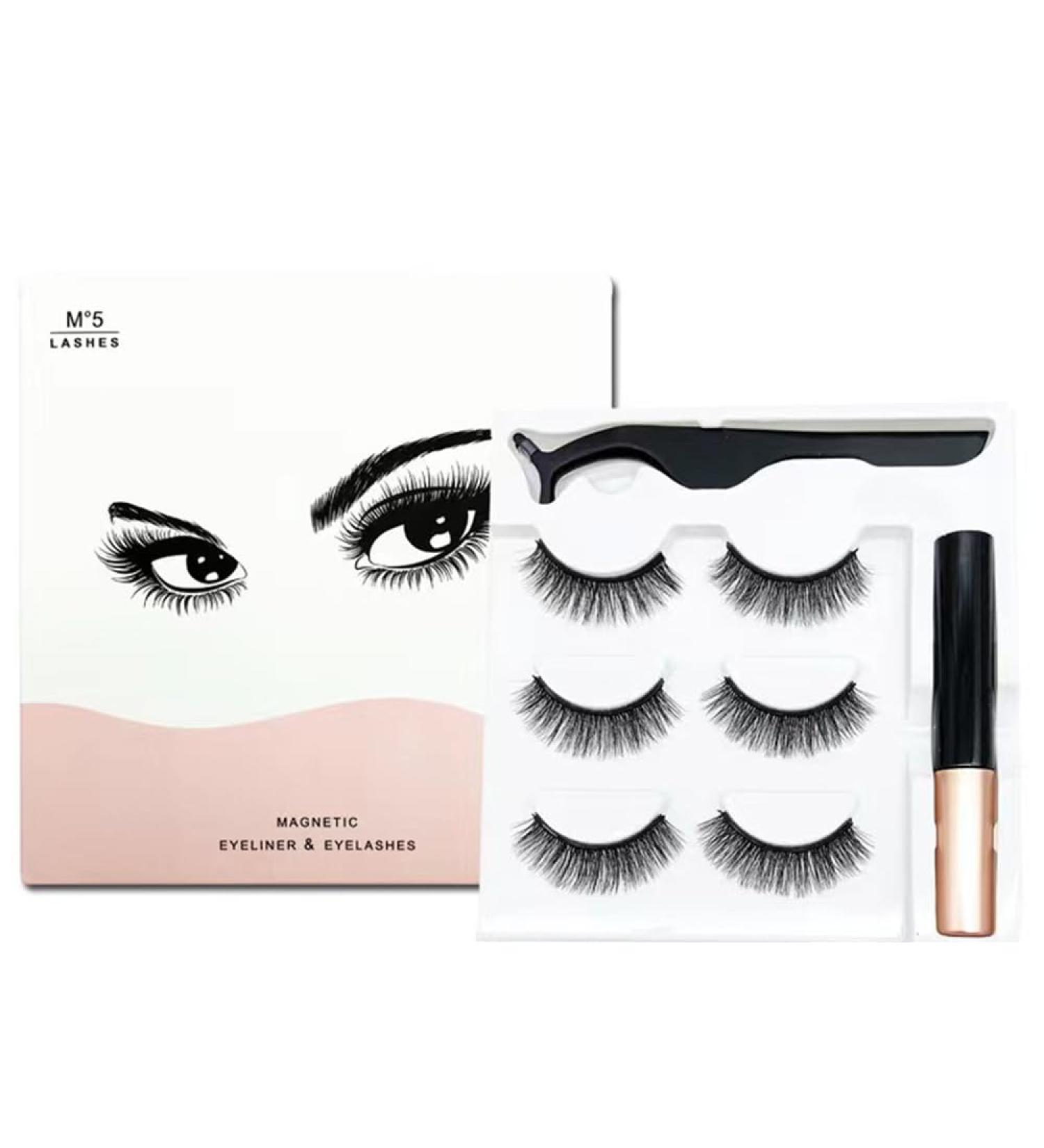 Magnetic Eyelashes Kit Waterproof Magnetic Eyeliner Reusable Magnetic Eyelashes with Eyeliner False Eyelashes with Tubes of Eyeliner & Tweezers (Black Style 01 (3 Pairs)) - Buy Online on GoSupps.com