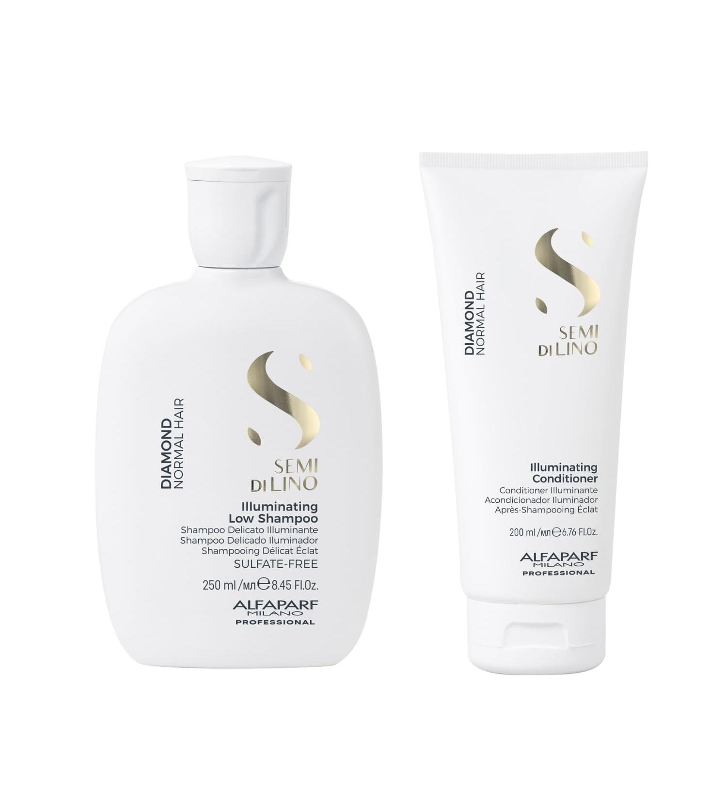 Alfaparf Milano Semi di Lino Diamond Shampoo & Conditioner Set - Sulfate Free Color Treated Hair Care for Brilliant Shine & Softness - International Shipping Available - Buy Online on GoSupps.com