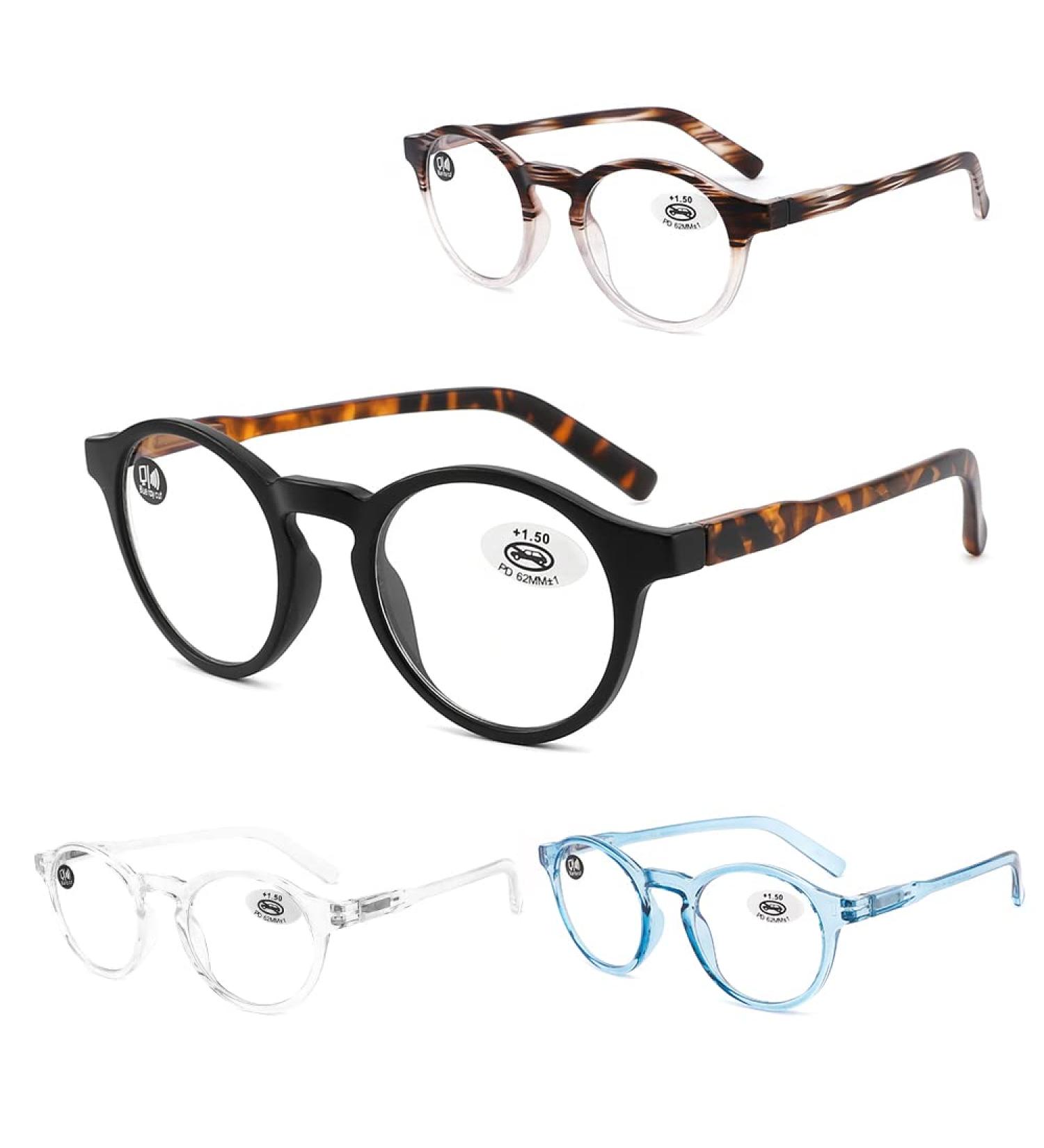 CECTHNIA 4-Pack Blue Light Blocking Reading Glasses for Men 1.5x - Round Shape with Spring Hinge (Mix) - Buy Online on GoSupps.com