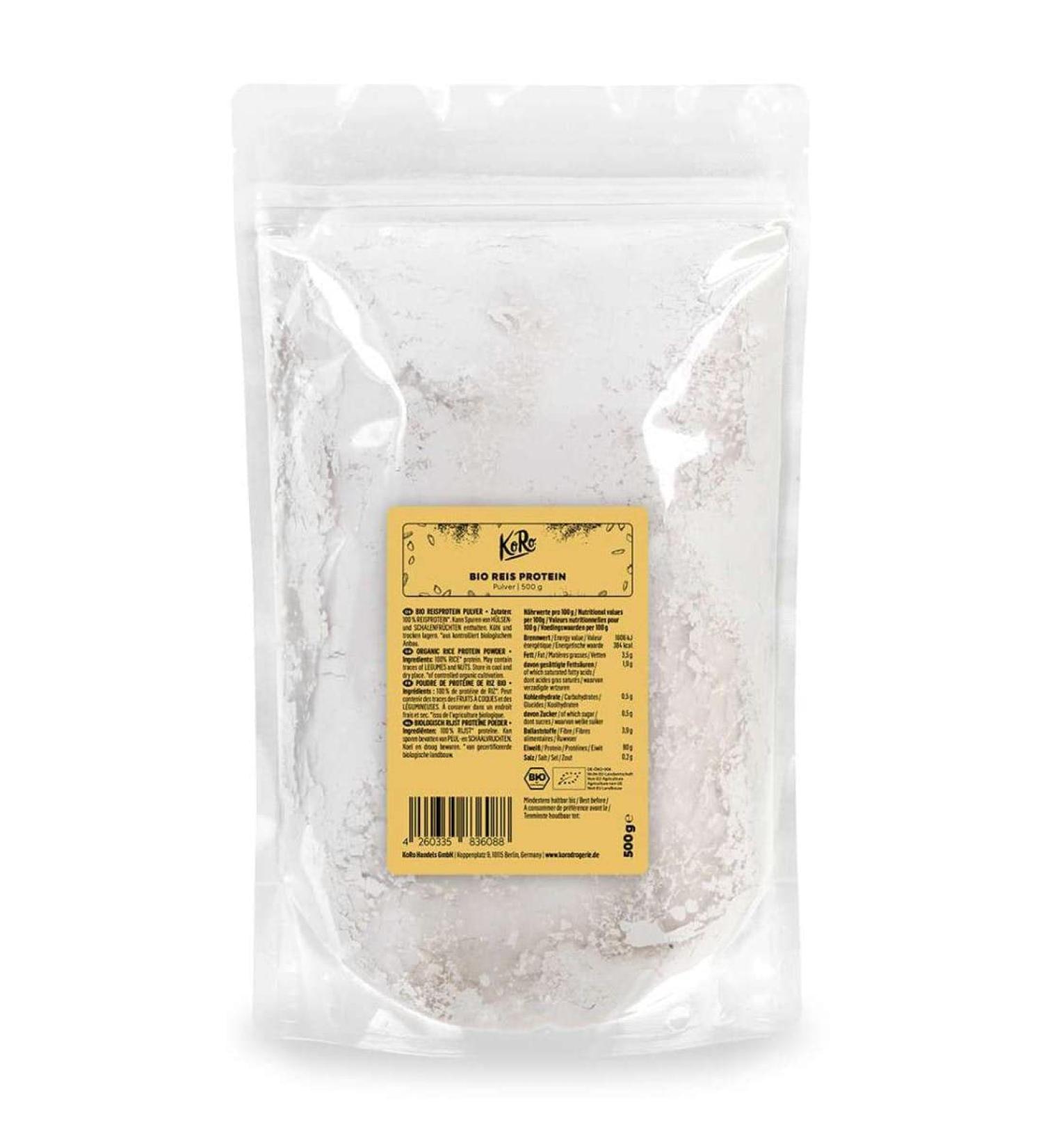 KoRo Organic Rice Protein - Vegan Natural Taste No Additives - 500g - Best Quality Plant-Based Protein for International Shipping - Buy Online on GoSupps.com