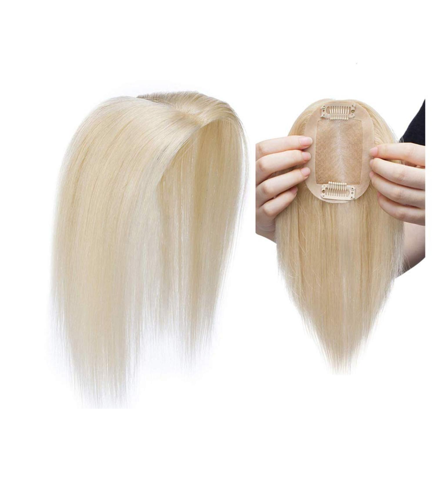 Double Silk Base Human Hair Topper 2.5"x4" Handmade Crown for Bald Women