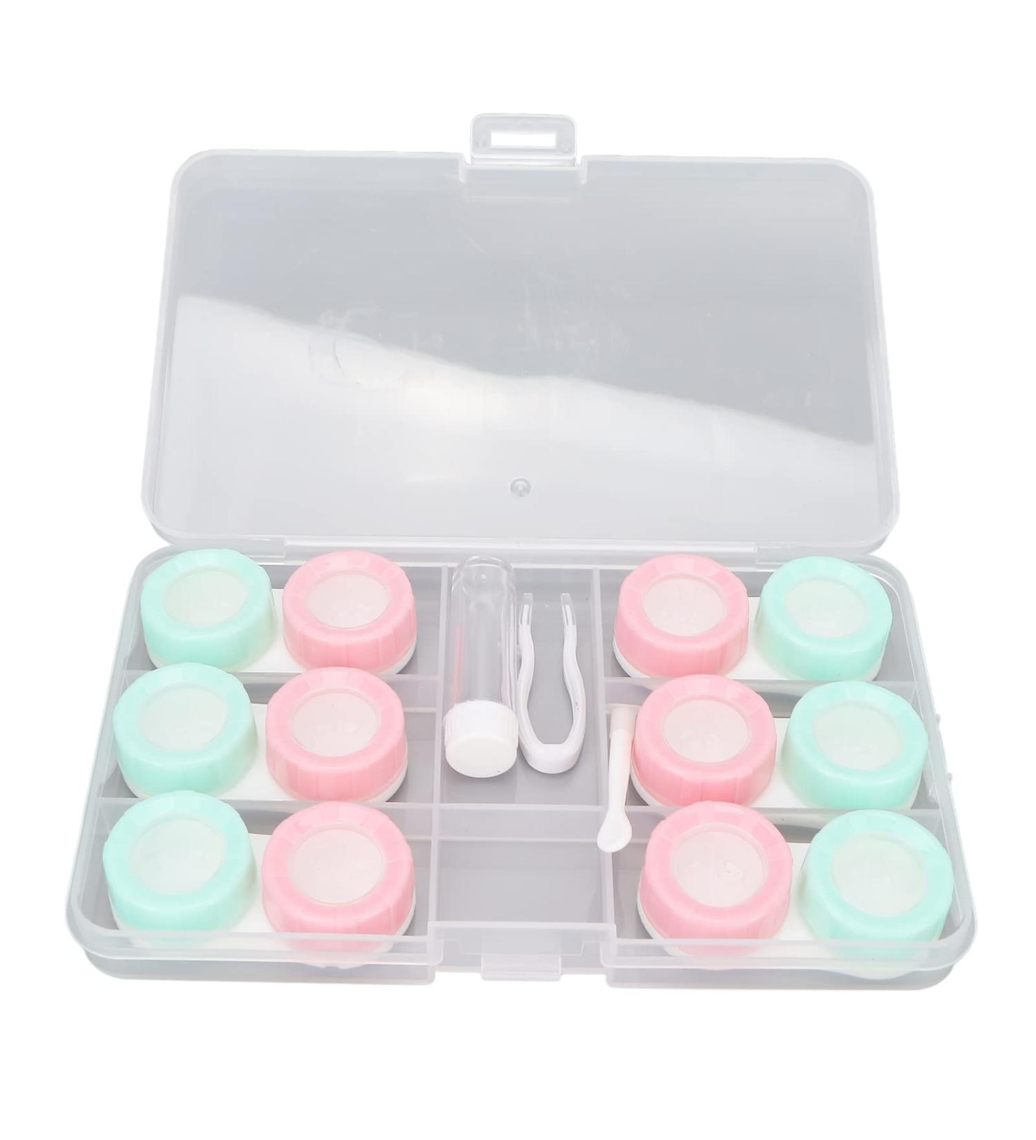 Agate Contact Lens Containers Set 6 Portable Holders with Fluid Bottle & Tweezers for Home & Travel | Durable Plastic Lens Case - Buy Online on GoSupps.com