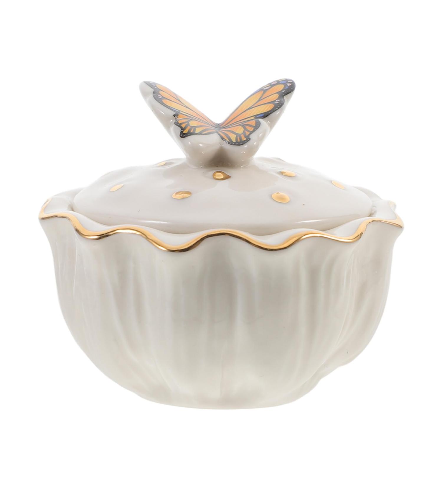 TOVINANNA Nail Dappen Dish Butterfly Ceramic Nail Cup Acrylic Liquid Powder Container Holder with Lid Ceramic Cup Nail Liquid Bowl - Buy Online on GoSupps.com