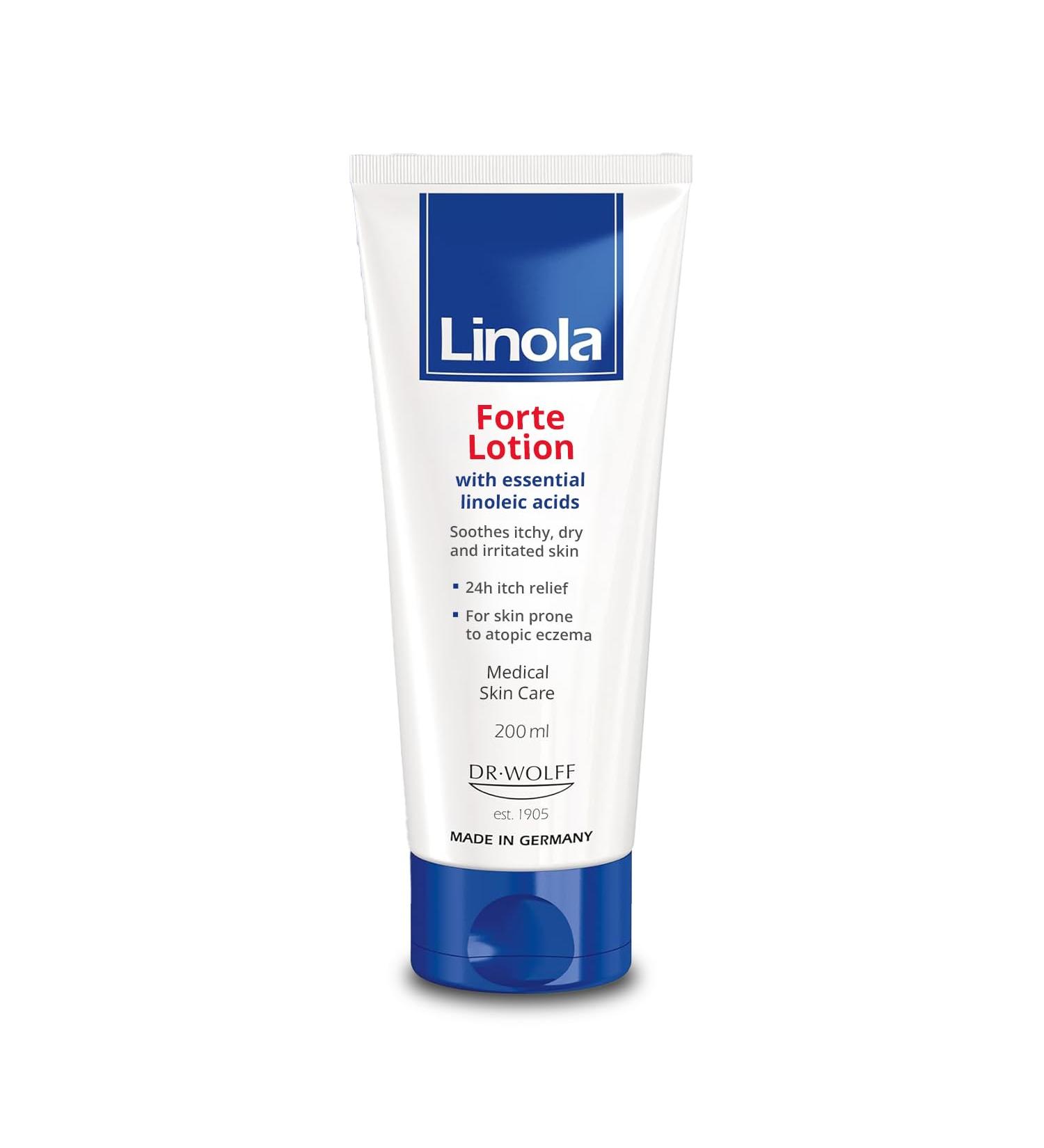 Linola Forte Lotion - Body Lotion with Essential Linoleic Acids - Nourishing Cream against Itching with 24-Hour Effect - Soothes Itchy Dry & Irritated Skin - Made in Germany - 200 ml (6.8 Fl Oz) - Buy Online on GoSupps.com