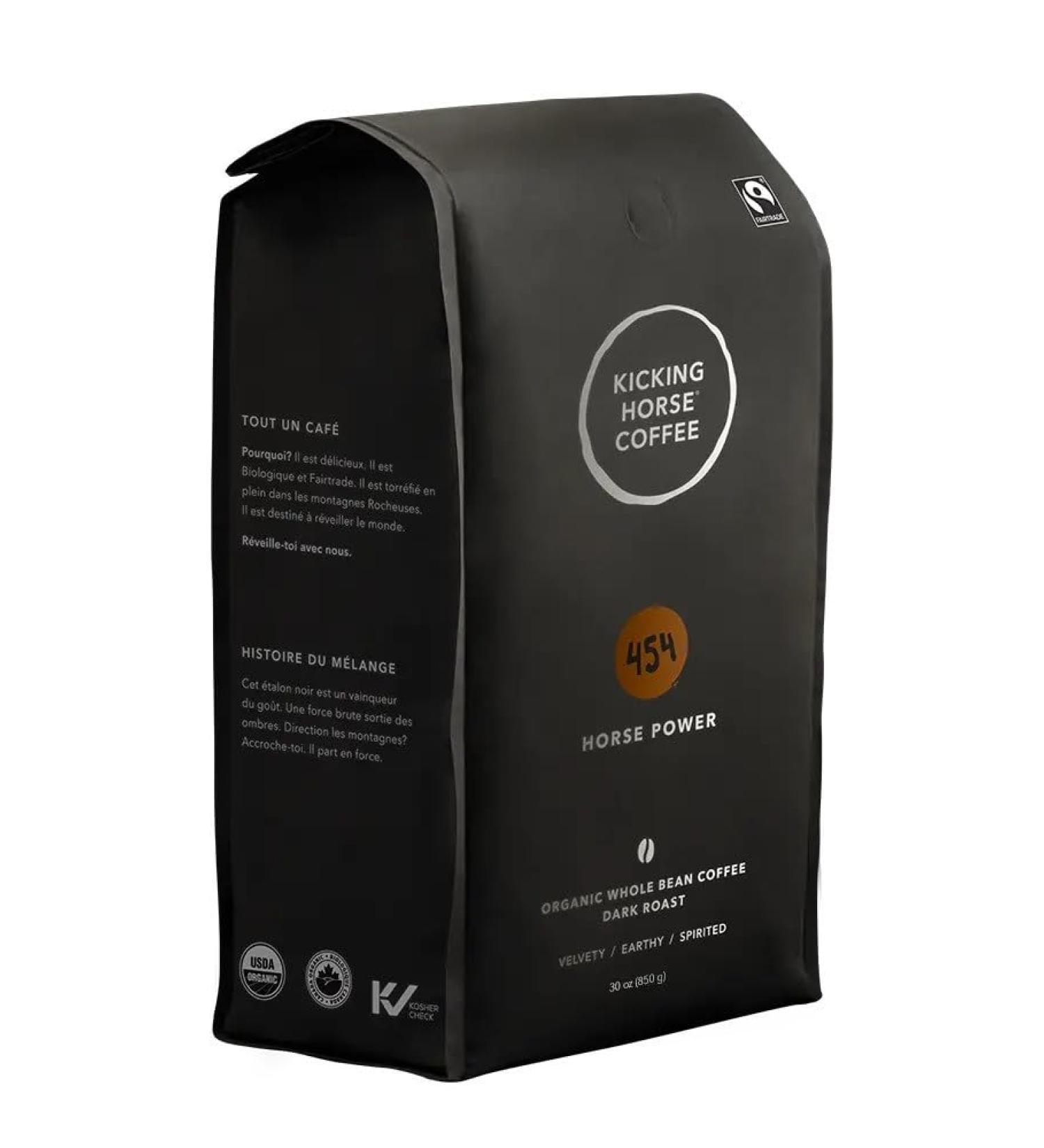 Kicking Horse Coffee - 454 Horse Power Dark Roast Whole Bean 100% Arabica Coffee | Dark Roast | All Organic & Fairtrade | 850 g Pack of 6 - Buy Online on GoSupps.com