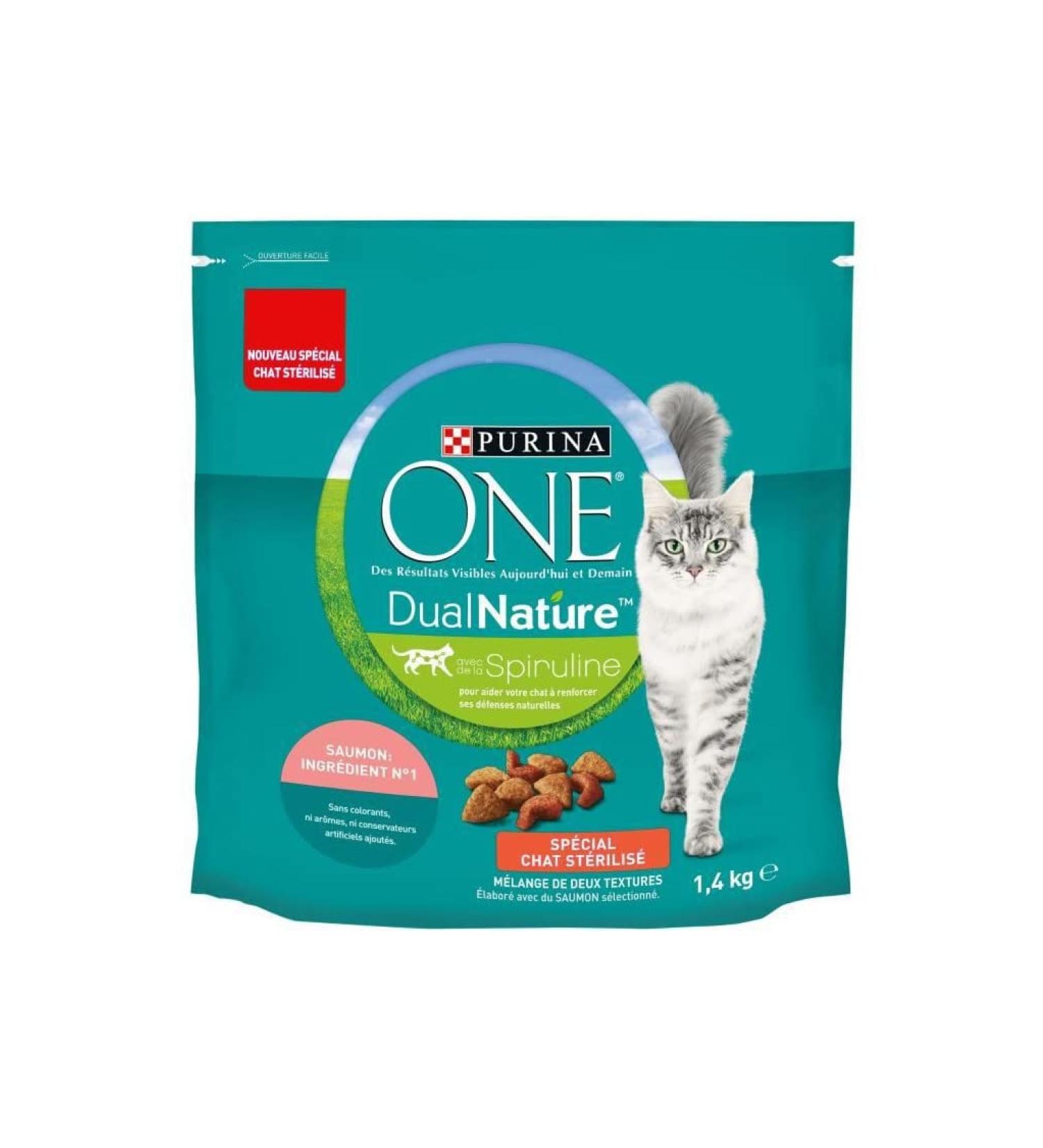 PURINA ONE DualNature Natural Defense Salmon Dry Cat Food for Sterilized Adult Cats | 1.4kg Bag - Buy Online on GoSupps.com