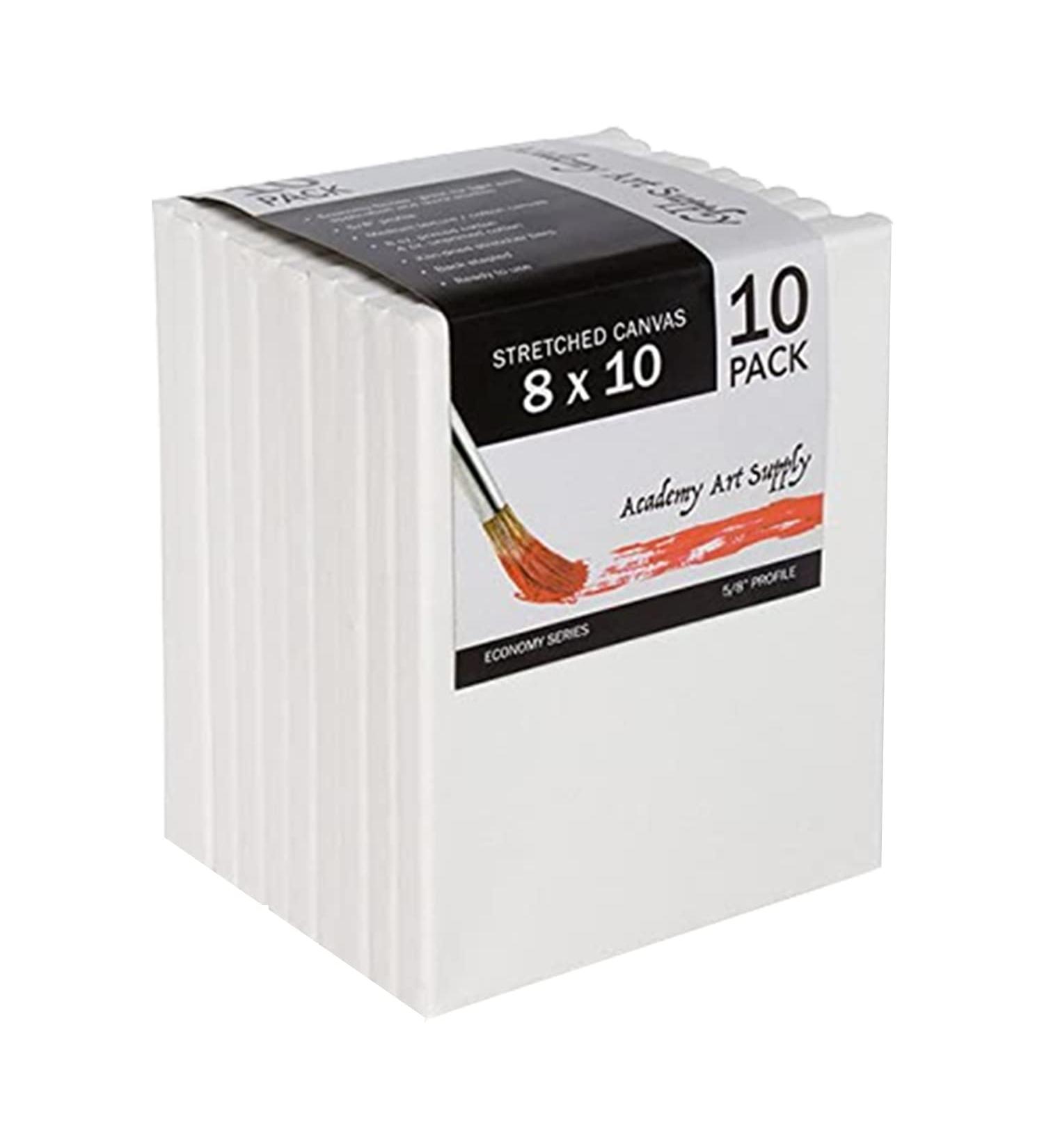 Academy Art Supply 8x10 Inch Stretched Canvas - Pack of 10 | Premium Quality - Buy Online on GoSupps.com