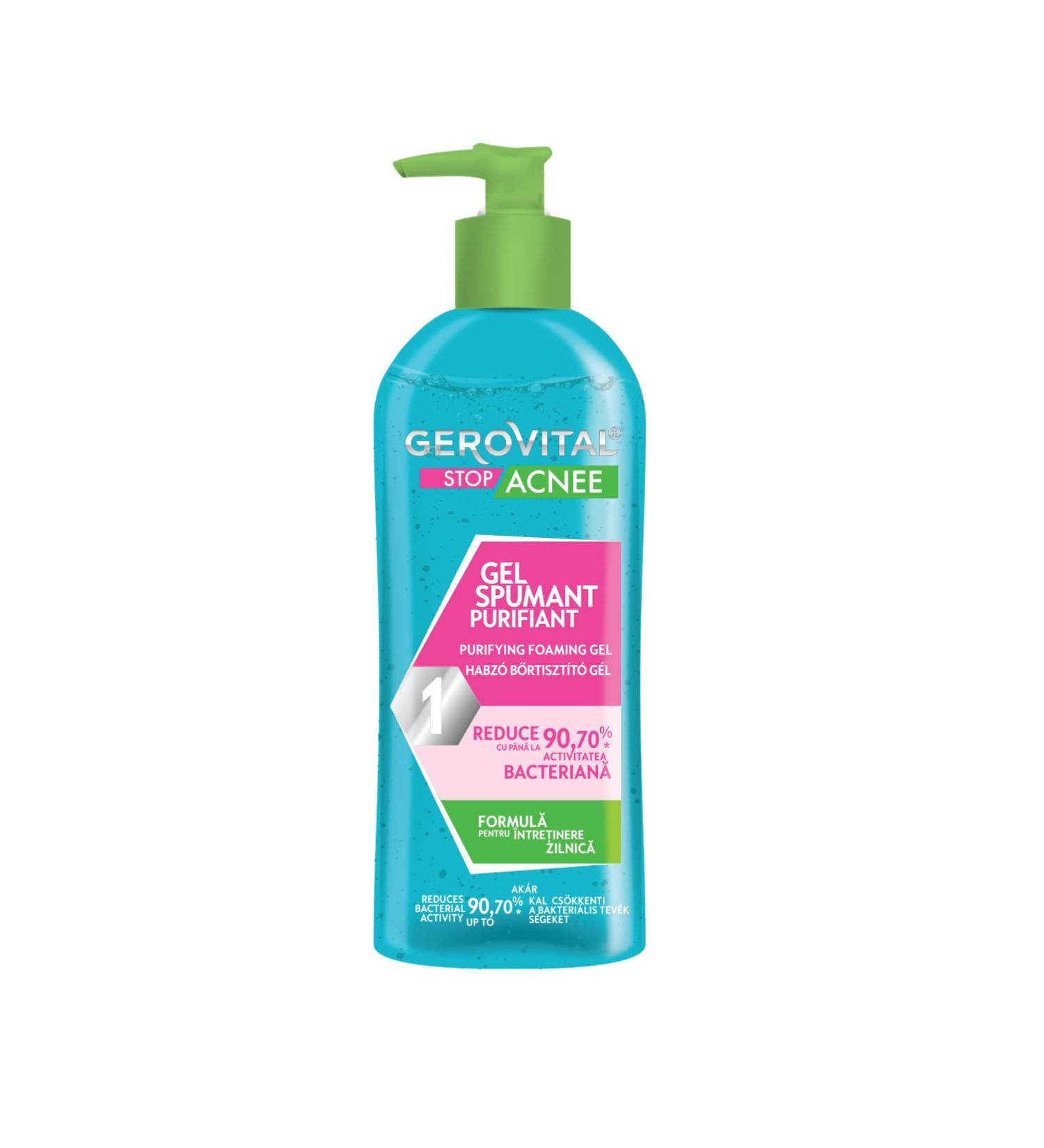 Gerovital STOP ACNE Purifying Foaming Gel - Salicylic Acid Acne Treatment for Clear Skin 150ml - Buy Online on GoSupps.com