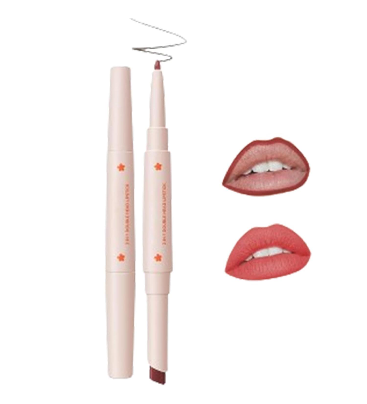2 in 1 Double Head Lipstick and Lip Liner Set for Women Waterproof Lip Pencil and Lipstick Set Long Lasting Matte Velvet Lipstick Lipstick Set - Buy Online on GoSupps.com