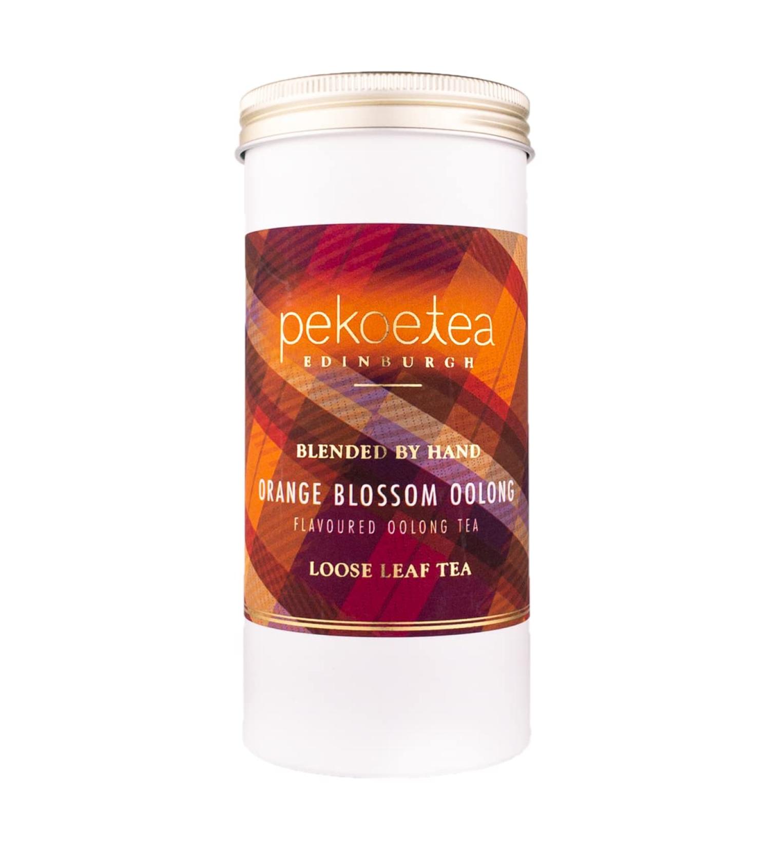 PekoeTea Edinburgh Orange Blossom Oolong Tea - Taiwanese Luxury Blend for Hot and Iced Tea - 50g Caddy in Loose Leaf or Teabags - Buy Online on GoSupps.com