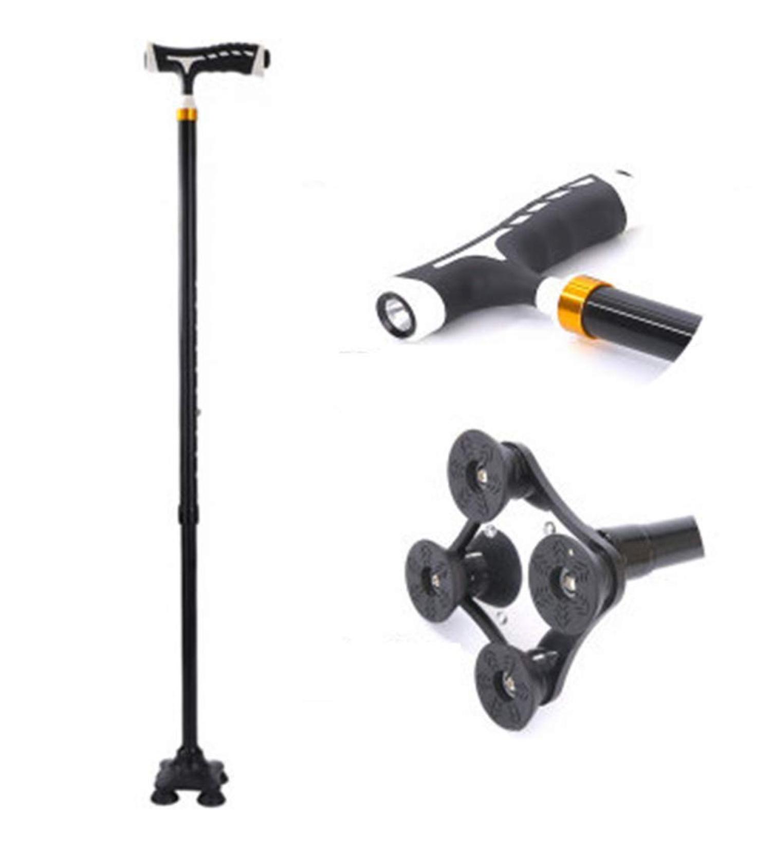 MNBHUYRD Walker Adjustable Crutches (71-95Cm) Big Four-Leg Design More Non-Slip and Stable with LED Night Vision Light 10-Level Height Adjustment Crutches Hello Independence - Buy Online on GoSupps.com