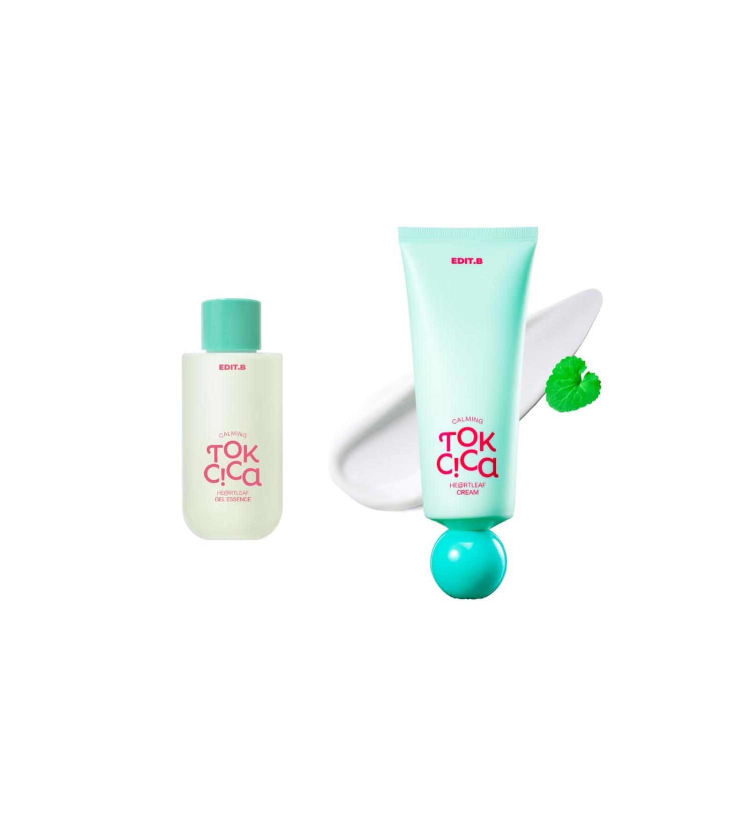 EDIT.B Calming Tok Cica Heartleaf Gel Essence (50ml) + Cream (100ml) Duo Bundle - Buy Online on GoSupps.com