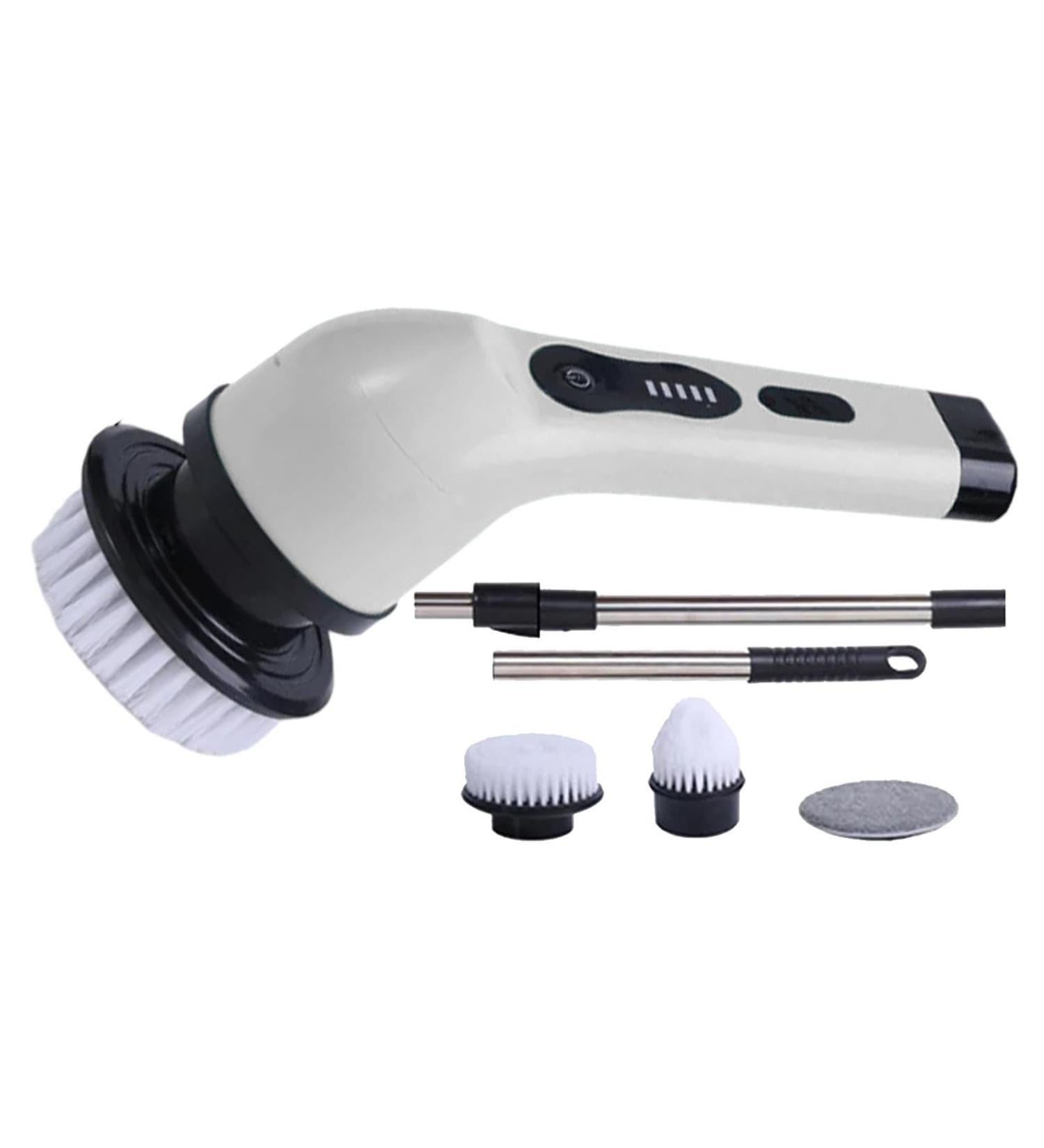 Electric spinn Scrubber Powerful Shower Scrubber spinn Scrubber with LCD Display Adjustable Extension Handle Power Scrubbers for Cleaning Bathroom 3 white heads - Buy Online on GoSupps.com