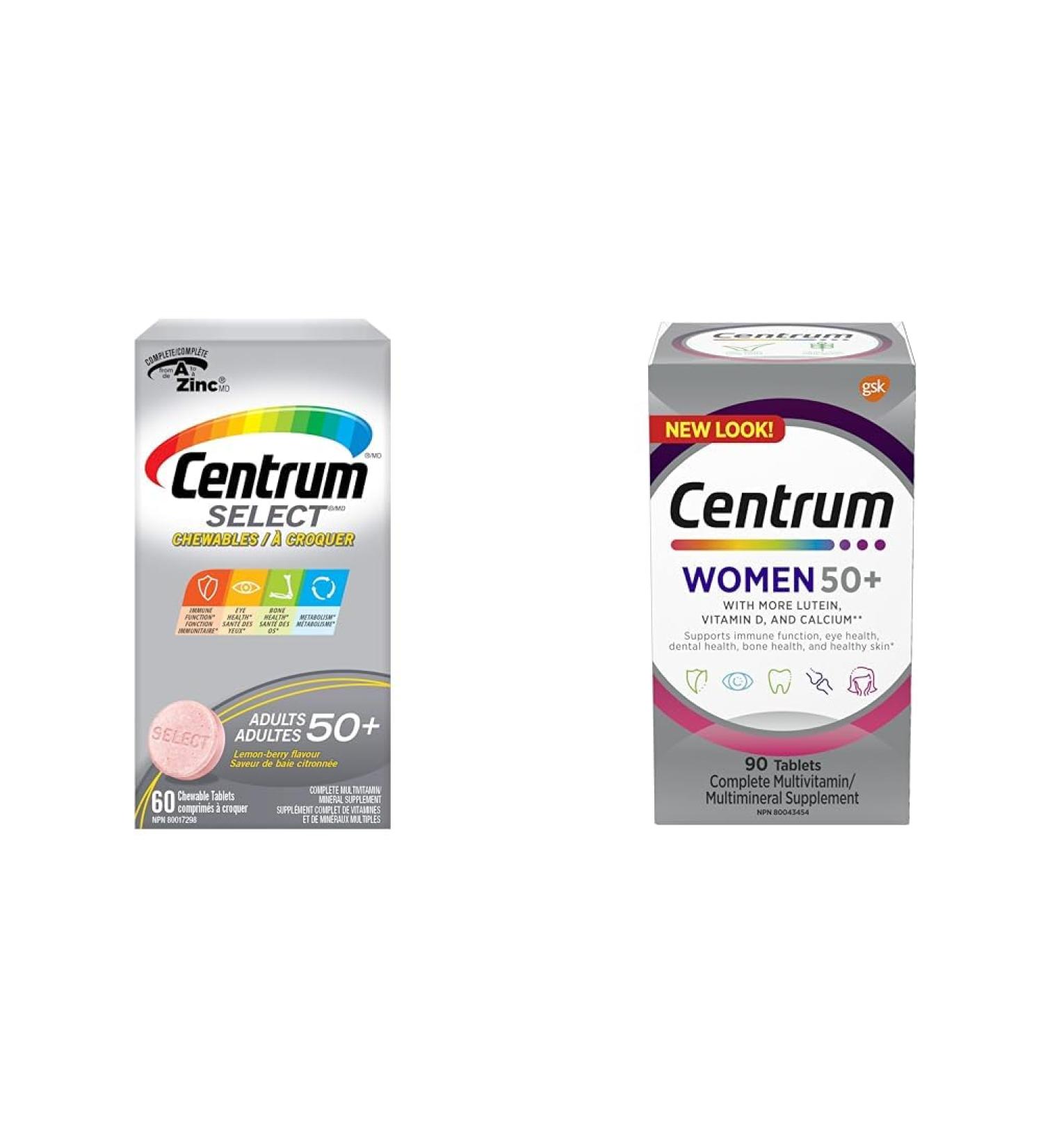 Centrum Adult Select Essentials Multivitamins for Men & Women 50 Plus & Women 50 Plus Multivitamins/Minerals Supplement for Women 50+ 90 Tablets (Packaging May Vary) - Buy Online on GoSupps.com