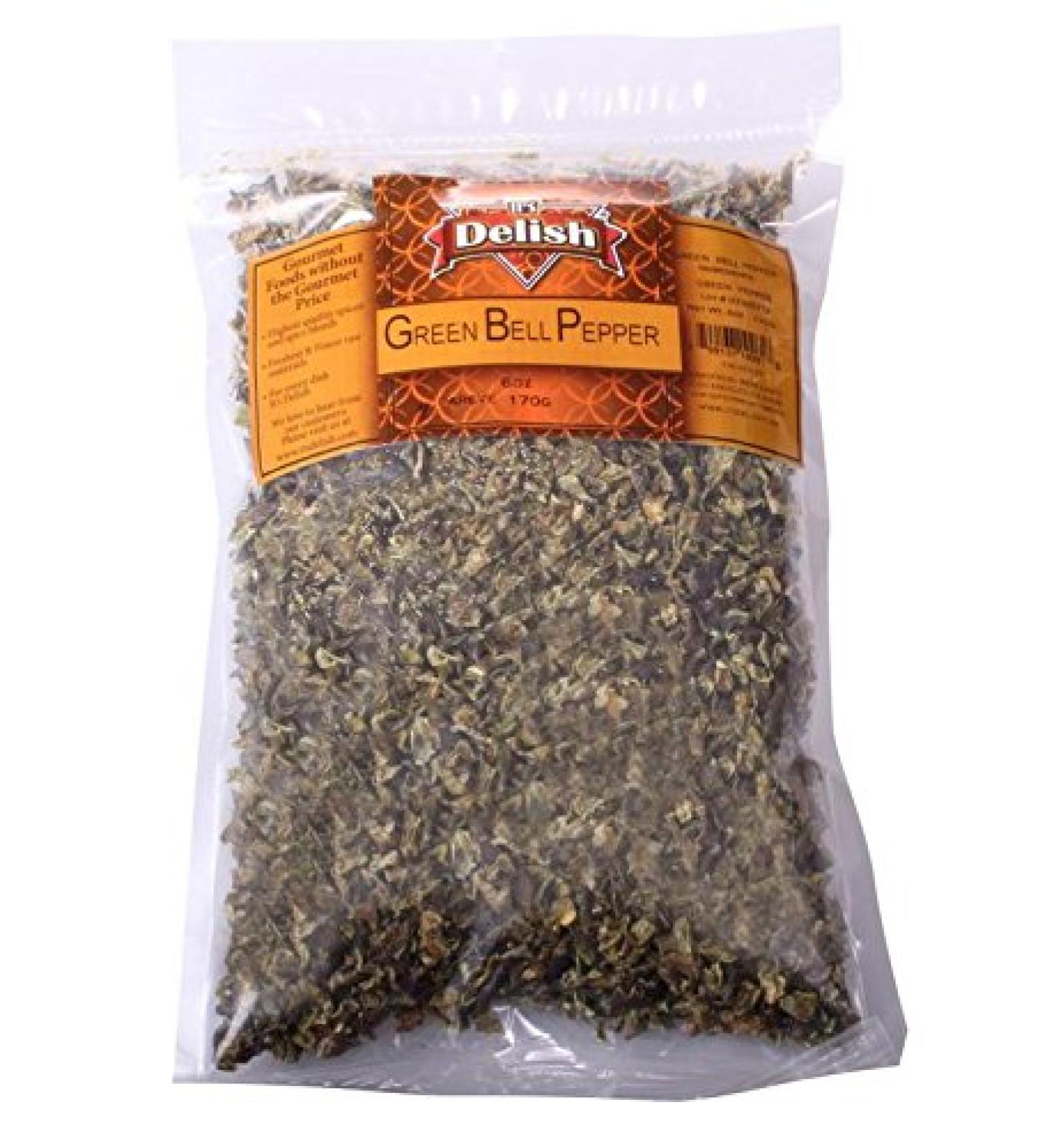 Organic Dehydrated Green Bell Pepper 8 Oz - It's Delish | Chopped & Dried Spice Seasoning | Bulk Bag | Sealed for Freshness - Buy Online on GoSupps.com