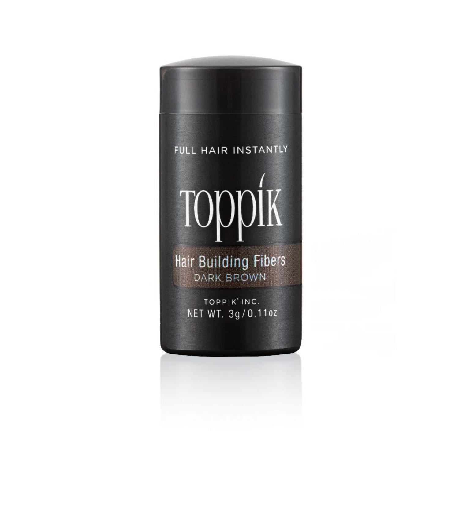 Toppik Hair Building Fibres Powder Dark Brown - for A Thicker-looking Hairline Crown and Beard Instant Thinning Concealer for Men and Women 3 g
