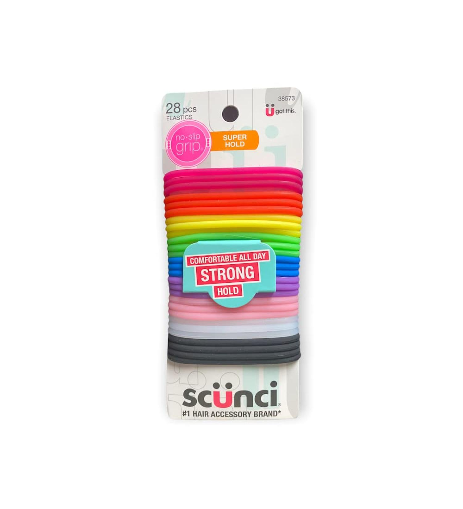 Scunci No-Slip Grip Gel Evolution Ponytailers Elastics - 28 Count, Assorted Colors - Buy Online on GoSupps.com