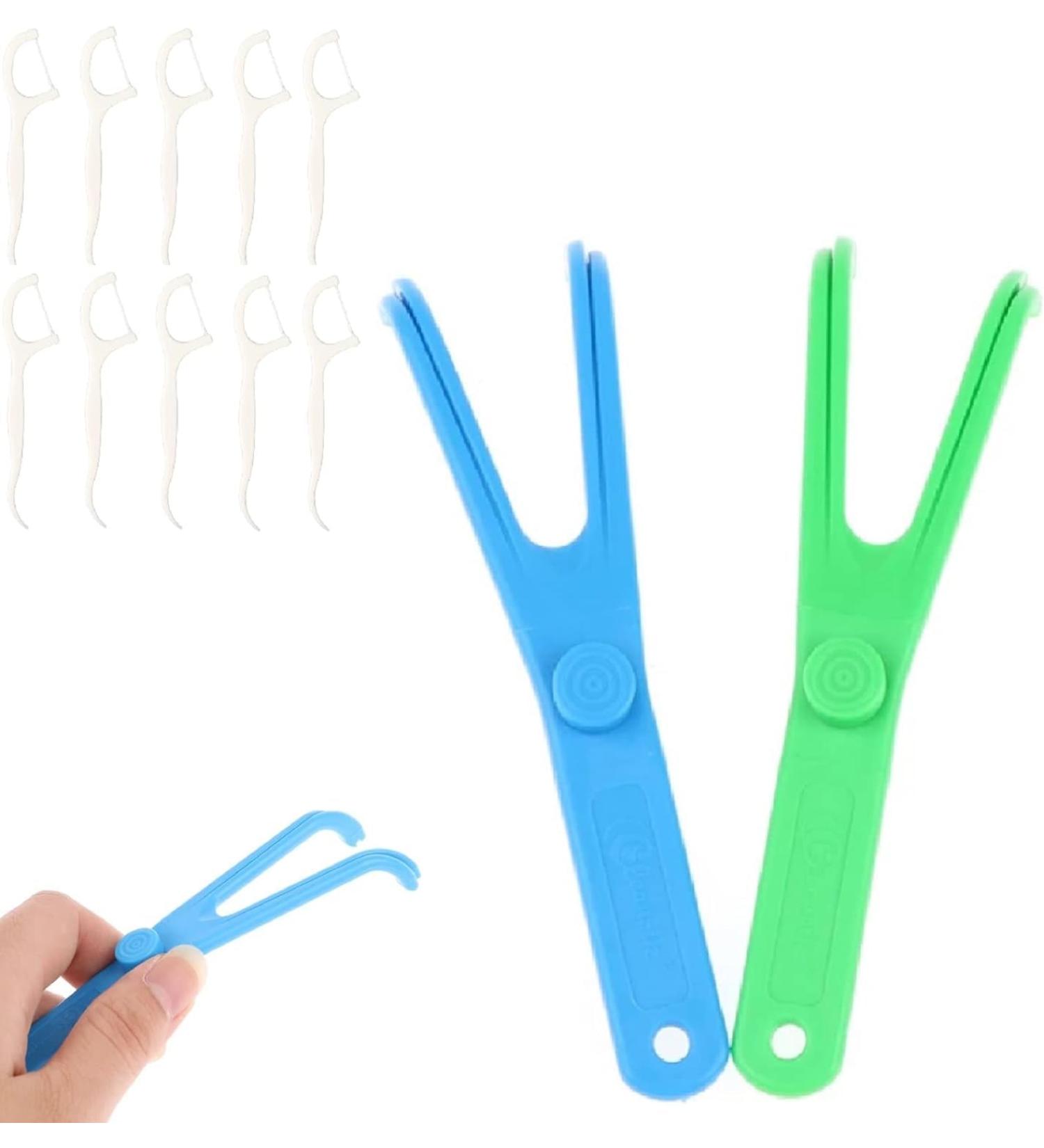 Premium Dental Floss Holder Set - 2 Tooth-Floss Holders & 10 Chopstops for Home Hotel & Travel - Essential Dental Silk Cleaning Tools - Buy Online on GoSupps.com