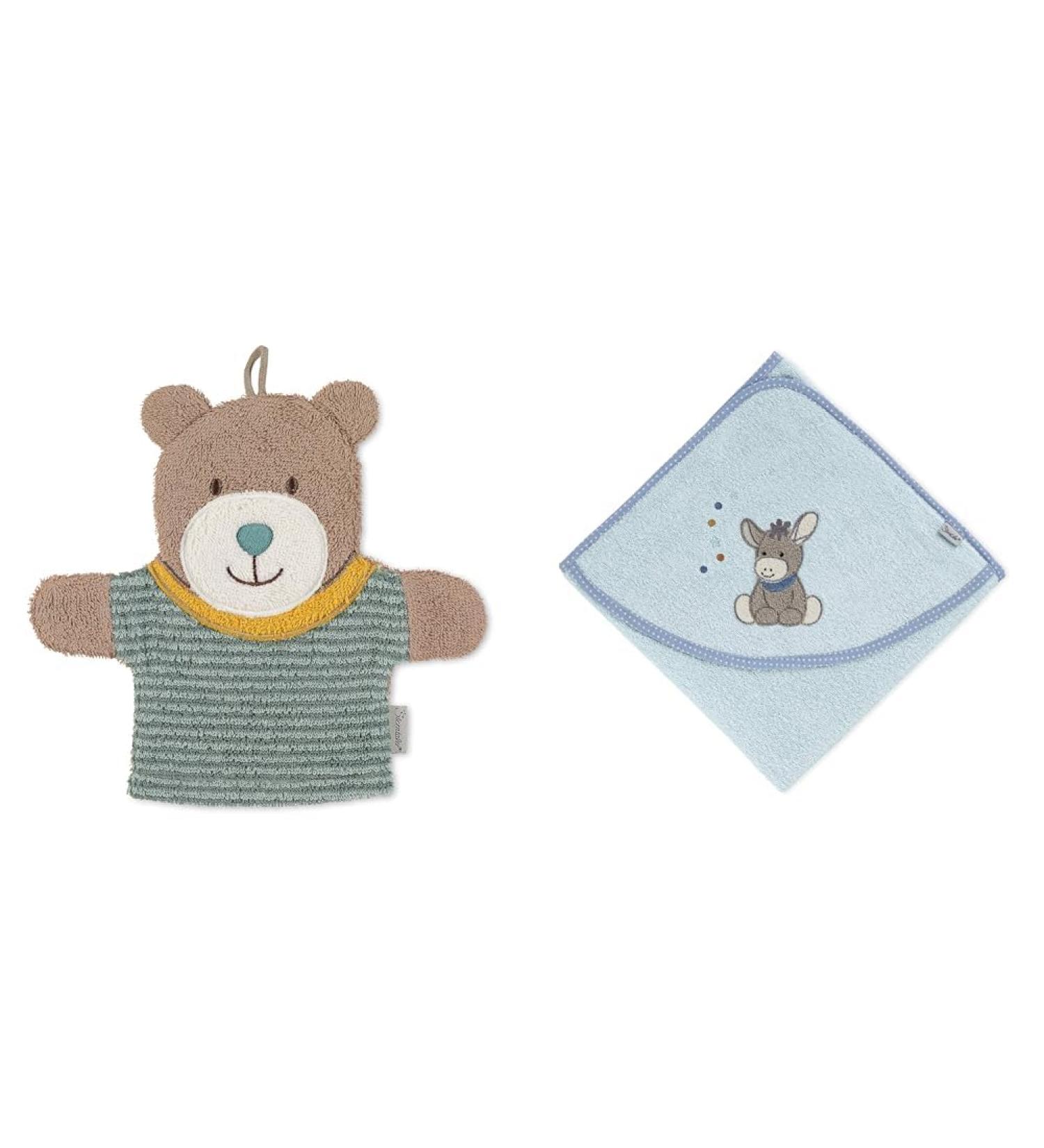 Buy Sterntaler Bear Ben Washing Glove & EMMI Hooded Towel Bundle - 100% Cotton Quick Dry Bath Poncho for Kids - International Shipping Available - Buy Online on GoSupps.com