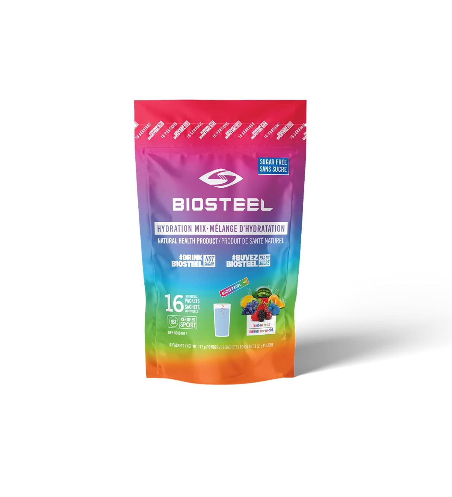 BioSteel Hydration Mix Sugar-Free with Essential Electrolytes Rainbow Twist 16 Single Serving Packets Rainbow Twist 16 Count (Pack of 1) - Buy Online on GoSupps.com