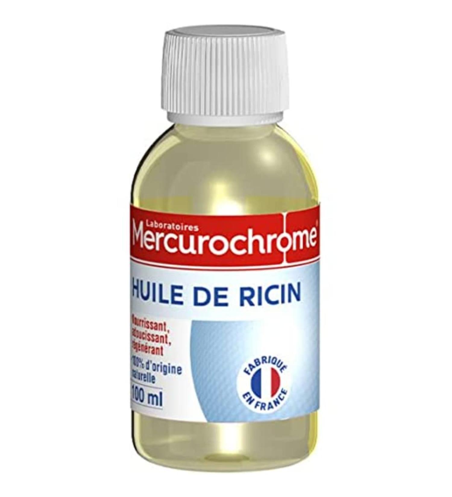MERCUROCHROME Castor Oil - Nourishing Oil for Skin Hair and Nails - Rich in Vitamin E - 100% Natural Origin - 100mL - Made in France - Buy Online on GoSupps.com