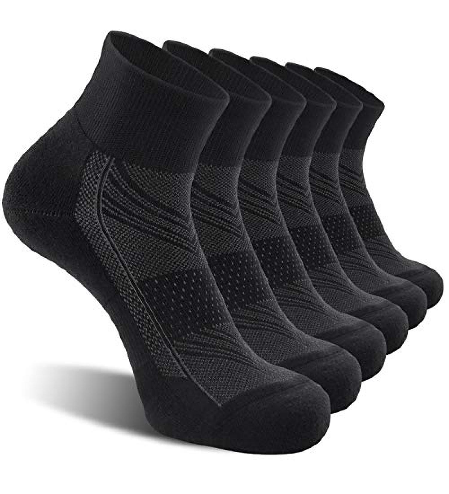 CelerSport Men's Ankle Socks 6 Pack - Cushioned Sport Athletic Running Socks, Black (Size 9-12) - Buy Online on GoSupps.com