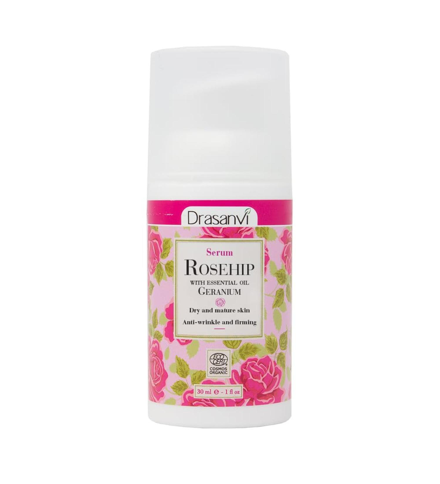 Buy DRASANVI BIO Rosehip Serum 30ml - Anti-Wrinkle Beauty Serum for Dry & Mature Skin - Moisturizing with Geranium Oil - Floral Scent - International Shipping Available - Buy Online on GoSupps.com