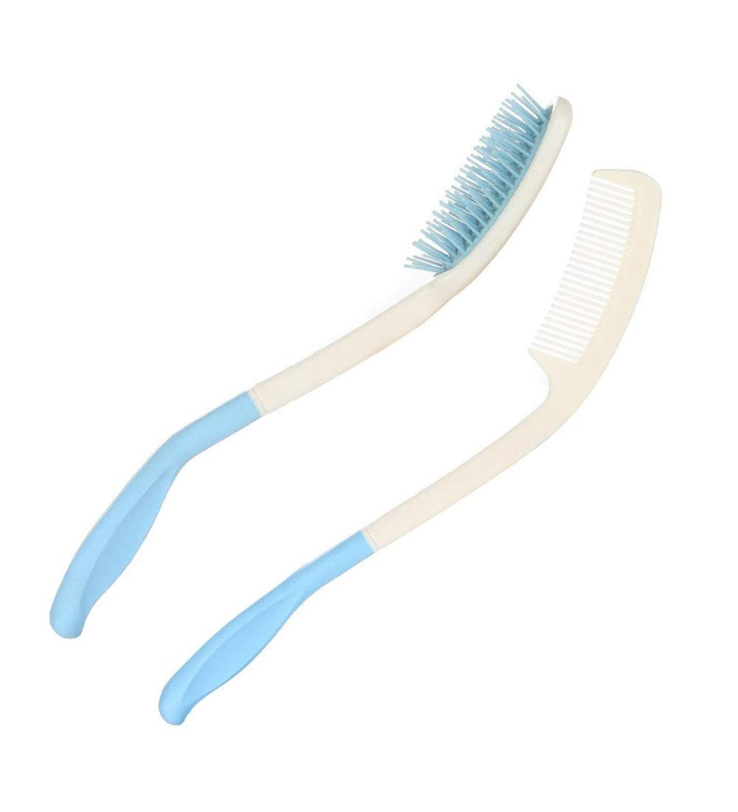 TANDC Long Handle Reach Comb Brush Set for Elderly with Limited Dexterity or Arthritis - White - Buy Online on GoSupps.com
