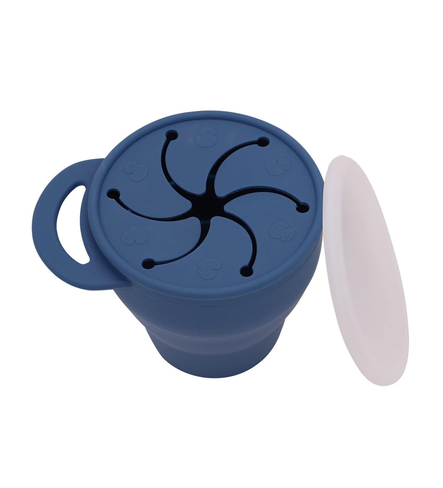 Silicone Snack Cup with Lid - Leak-Proof Travel Snack Cup for Toddlers | Blue | Buy Internationally - Buy Online on GoSupps.com