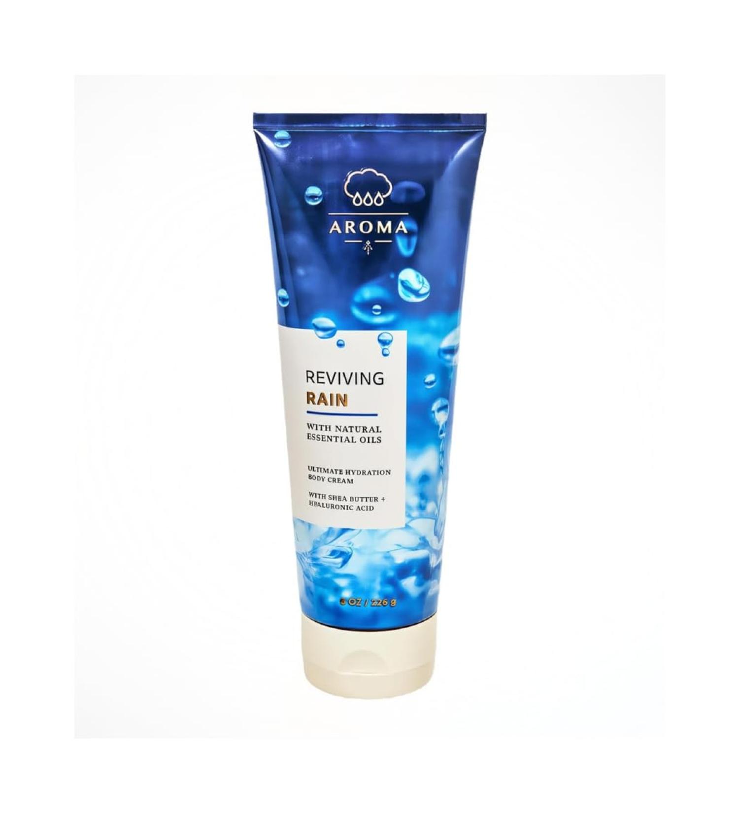 Bath & Body Aroma Reviving Rain Ultimate Hydration Body Cream with Natural Essential Oils 8 oz / 226 g (Packaging Design Styles May Vary)