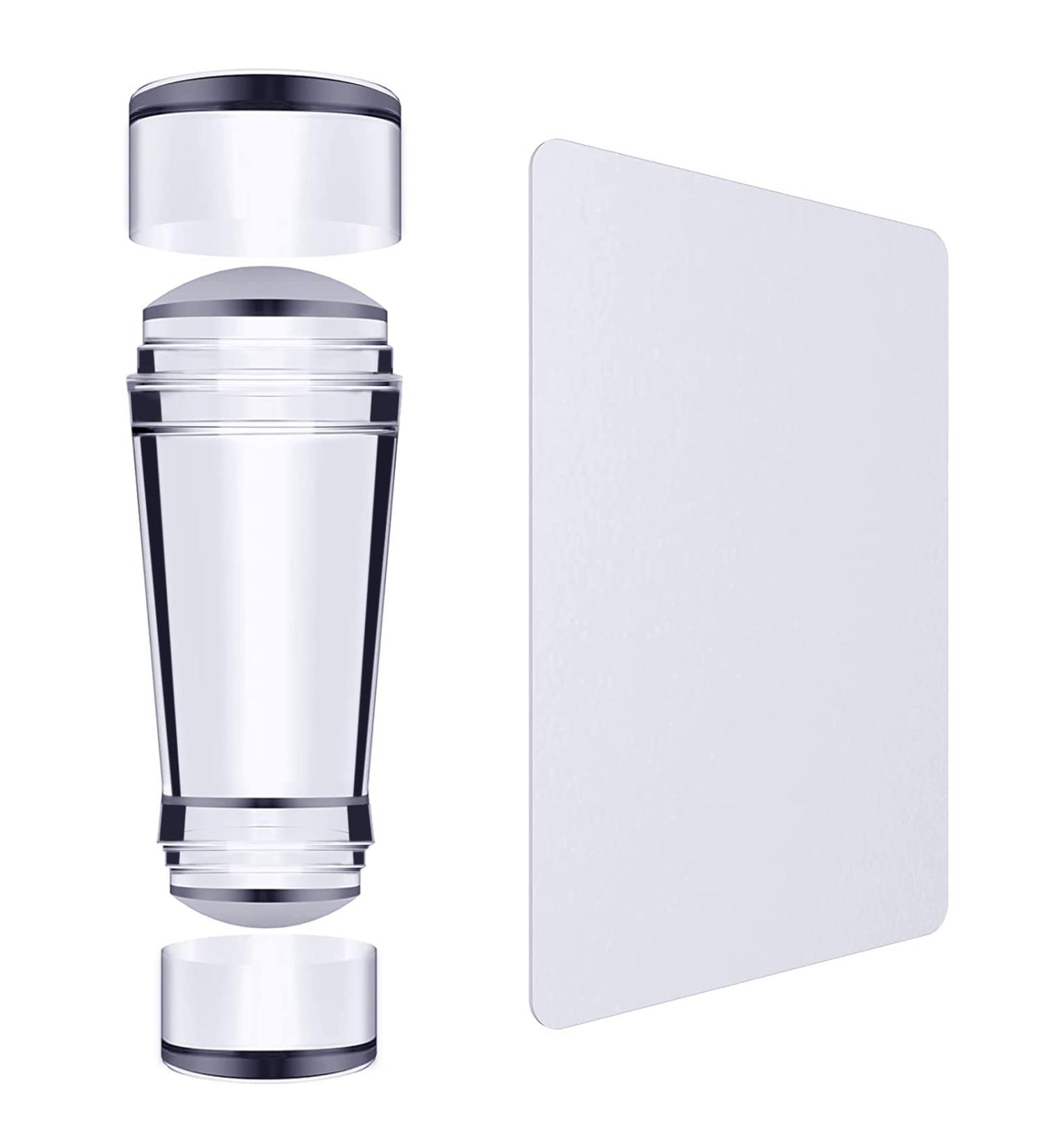 Famidiqgo Nail Stamper - Clear French Tip Nail Art Tool with Scraper | Soft Silicone DIY Manicure - Buy Online on GoSupps.com