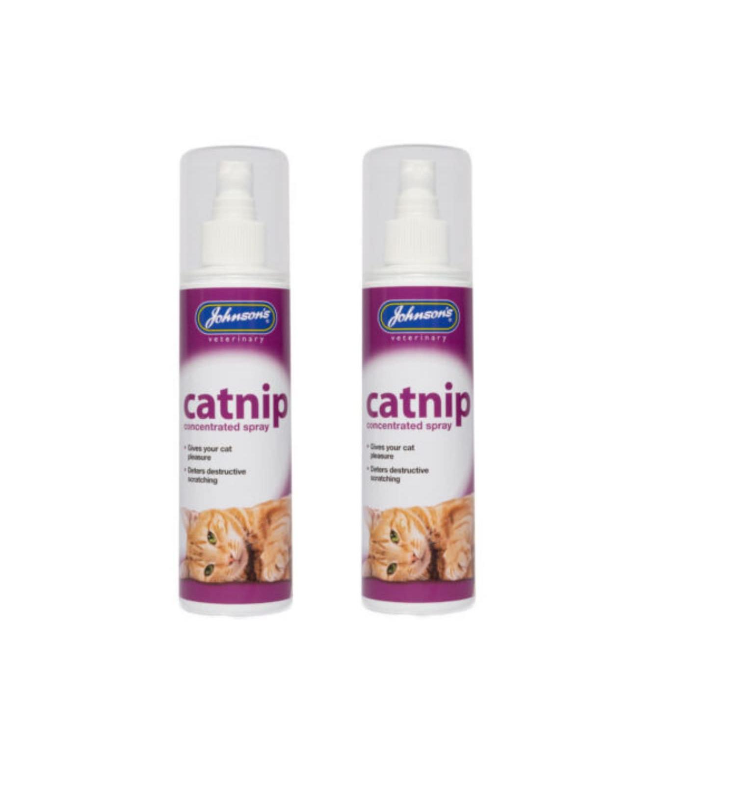 2 PACK JOHNSONS CATNIP CONCENTRATED SPRAY CAT KITTEN PLEASURE PLAY TOYS 150ML - Buy Online on GoSupps.com
