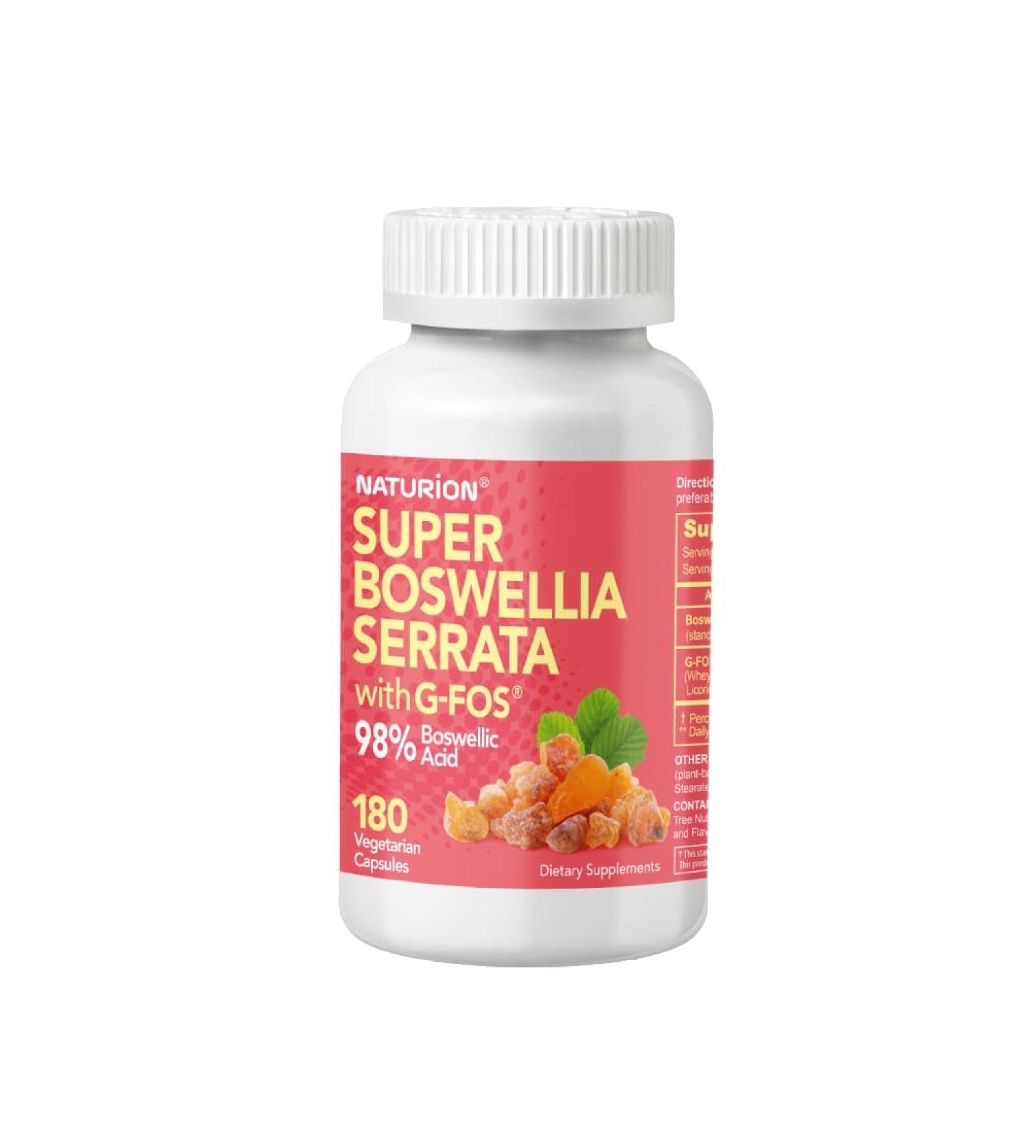 Super Boswellia Serrata with G-FOS - 98% Boswellic Acid - Supports Joint & Mobility Health - 180 Vegan Capsules 180 Day Supply 180 Count (Pack of 1) - Buy Online on GoSupps.com