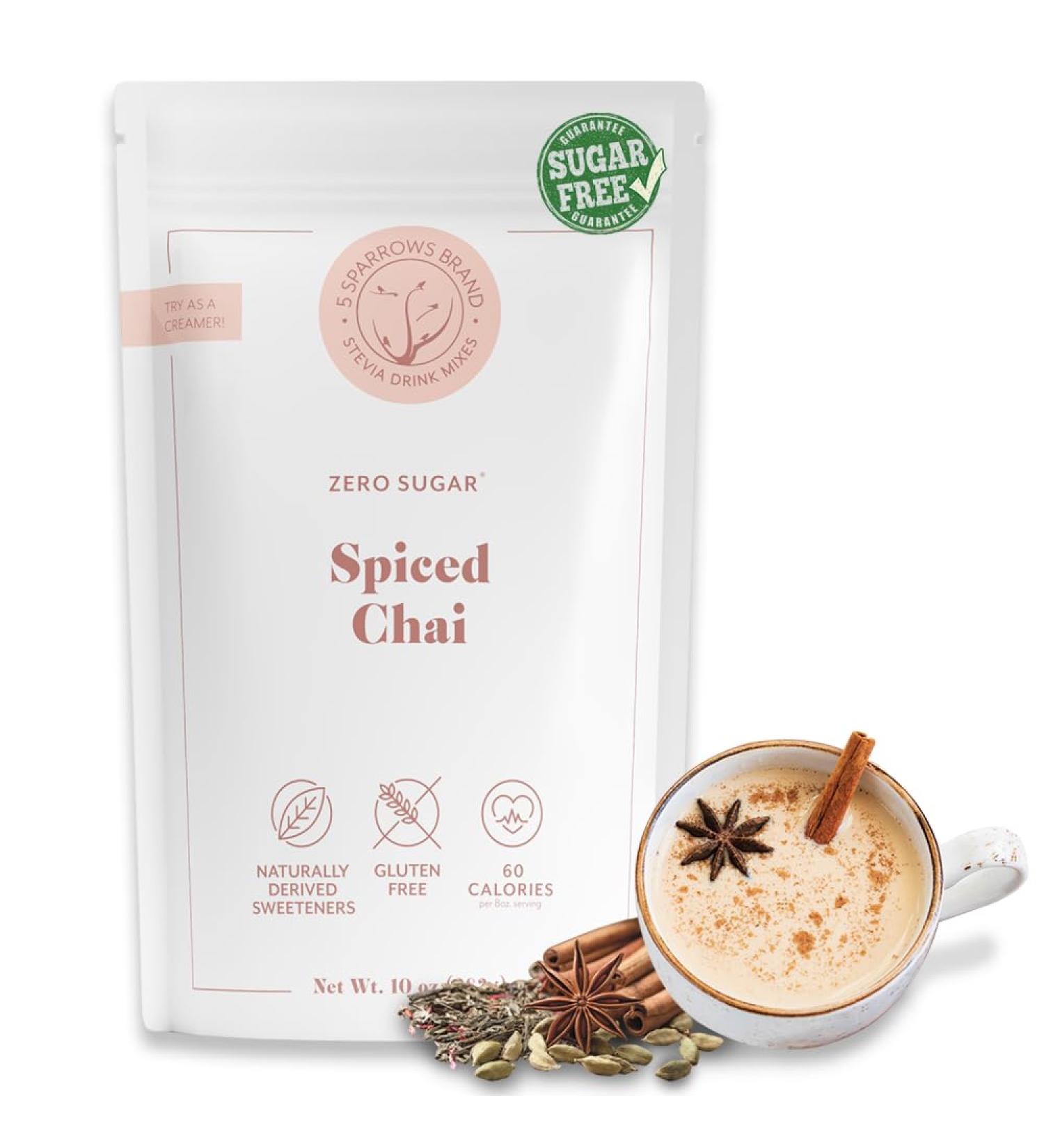 Sugar Free Monumental Spiced Chai by 5 Sparrows Naturally Sweetened with Stevia - 10 Oz by 5 Sparrows LLC - Buy Online on GoSupps.com
