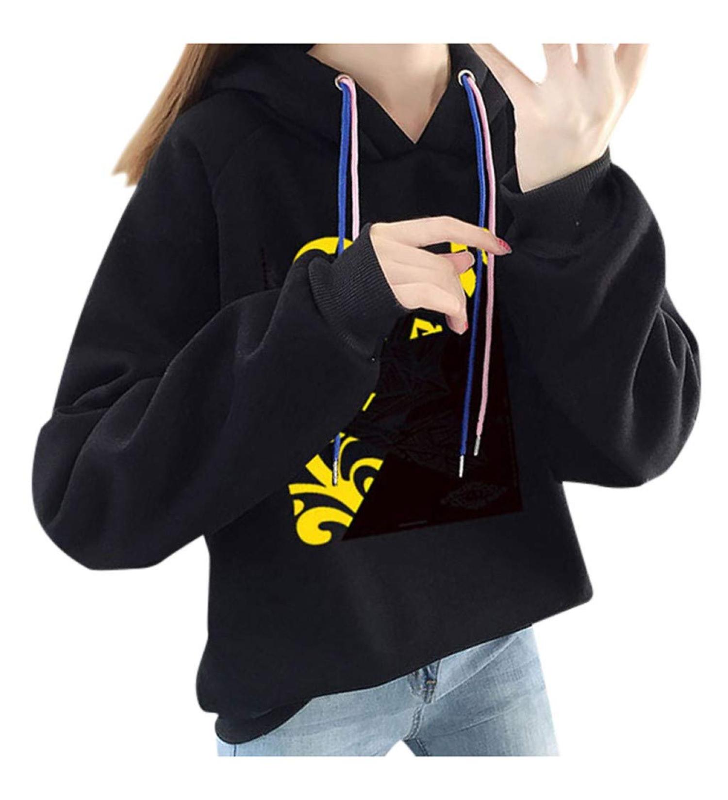 Bigfanshu Womans Tops Winter Fashion Blouse Hoodies Character Print Sweatshirt Black - Buy Online on GoSupps.com