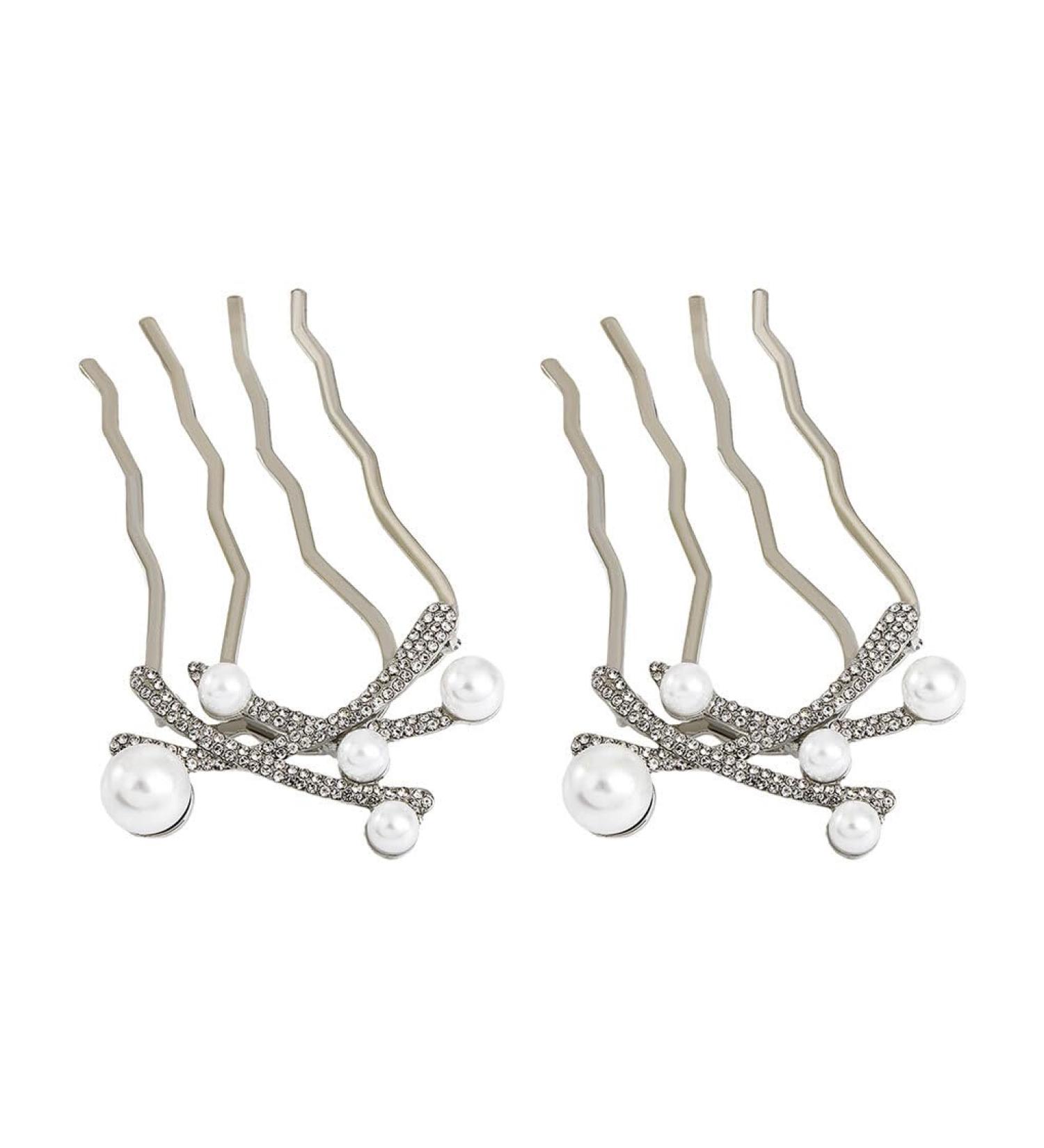 Nilioyul 2piece Fashionable Hair Accessories For Female Delicate Pearl Hair Comb EASY TO Alloy Wedding Hair FASHION Silver - Buy Online on GoSupps.com