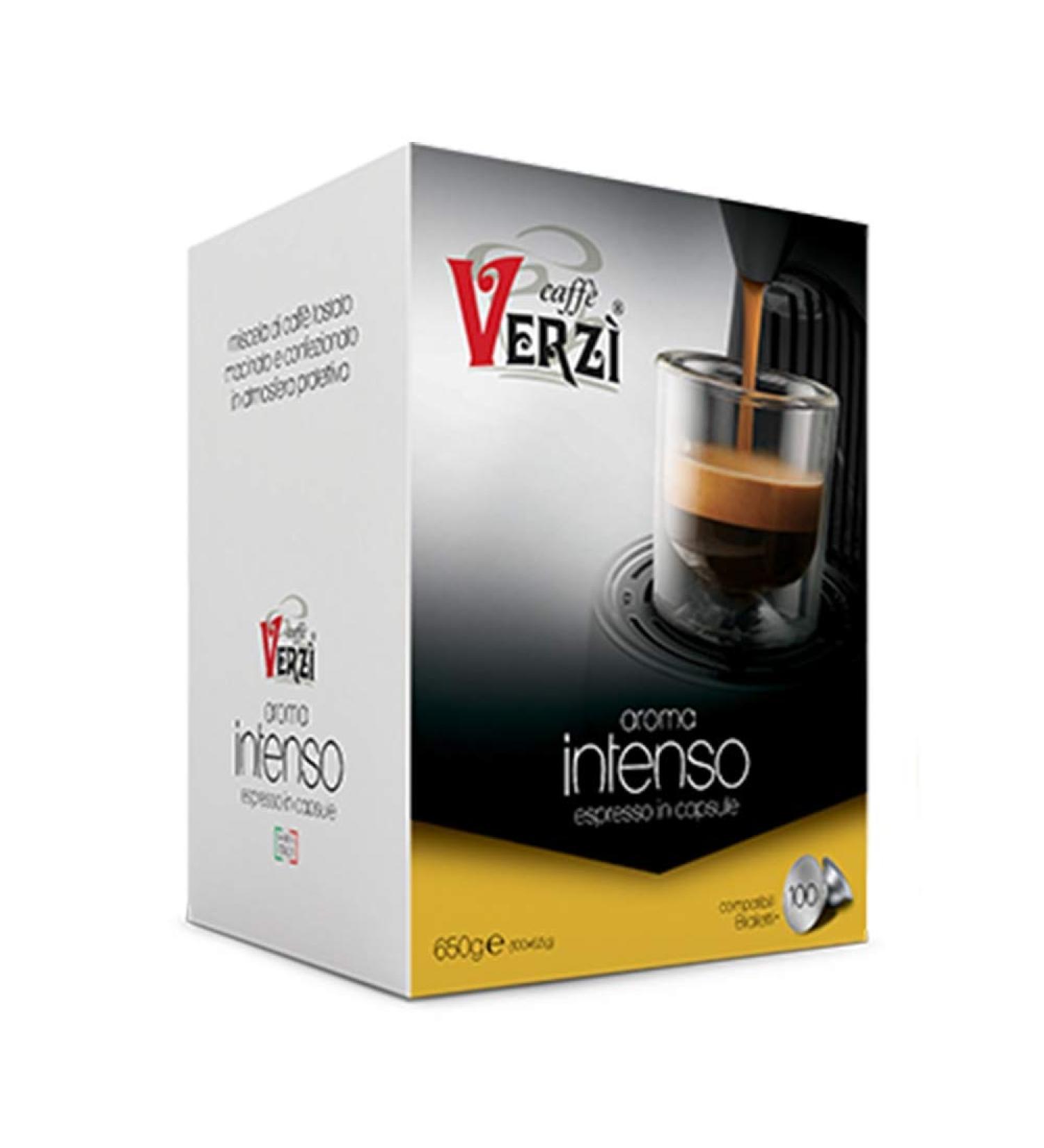 VERZI Caffè MADE IN ITALY Kit Composed of 100 AROMA INTENSE Capsules Compatible with Bialetti Coffee Machines.