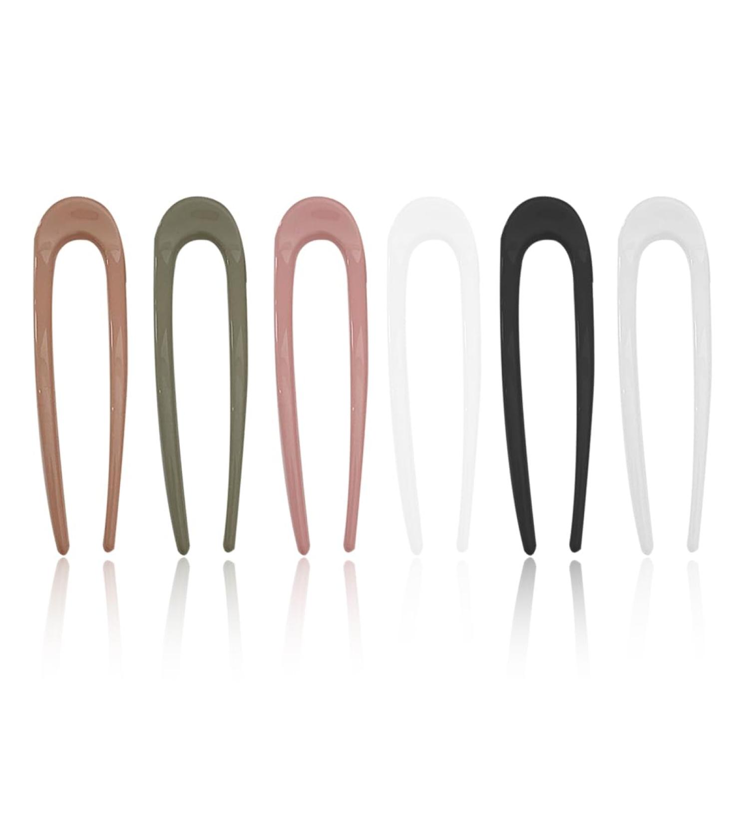 CPJ 6 Pieces U Shaped Hair Pins Hair Sticks French Hair Pin French Pin Hair Fork Hair Pins for Buns for Women Girls Hairstyle Accessories 6 Colours - Buy Online on GoSupps.com