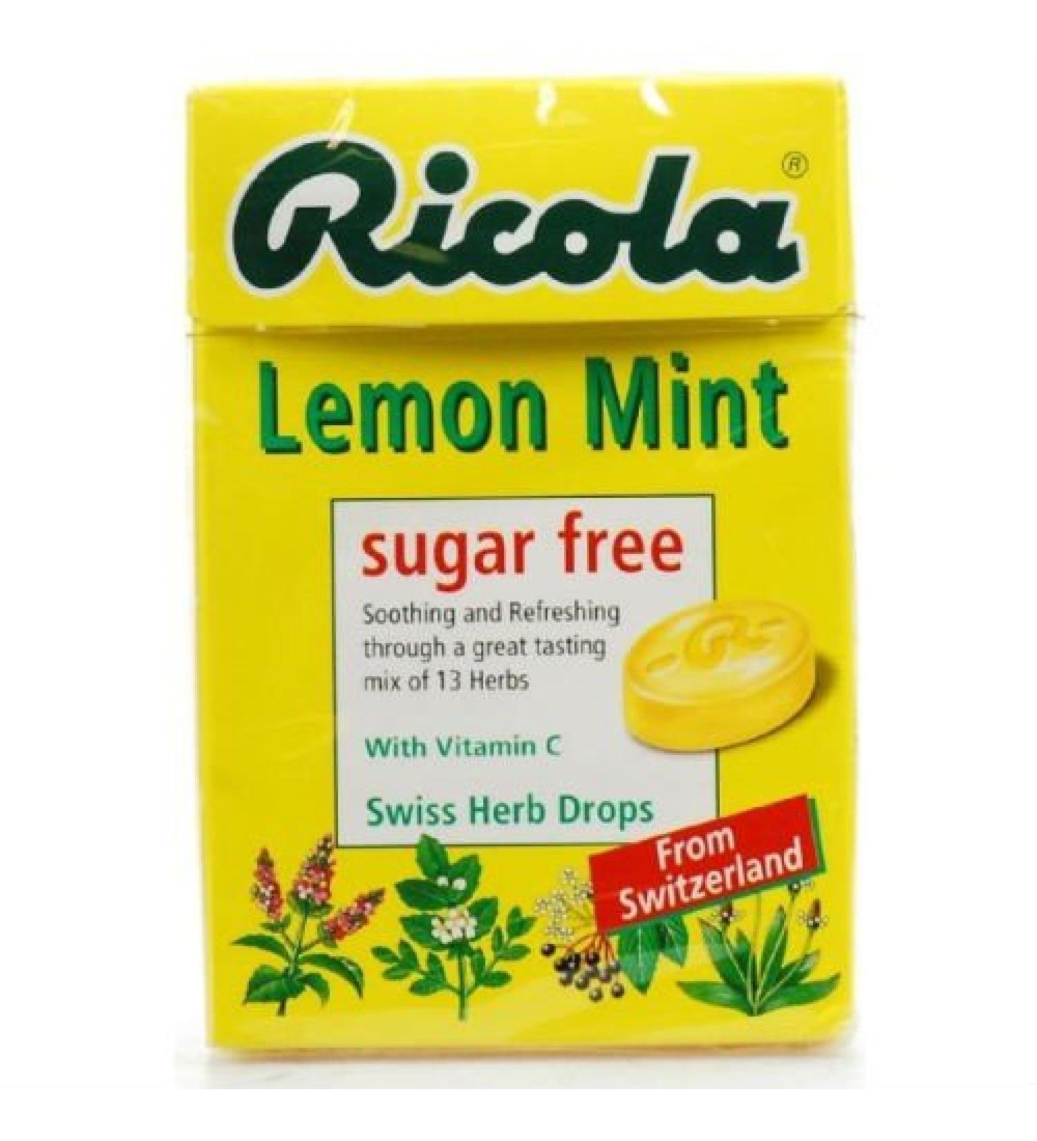 (4 PACK) - Ricola - Lemon Mint SF Lozenges Box | 45g | 4 PACK BUNDLE