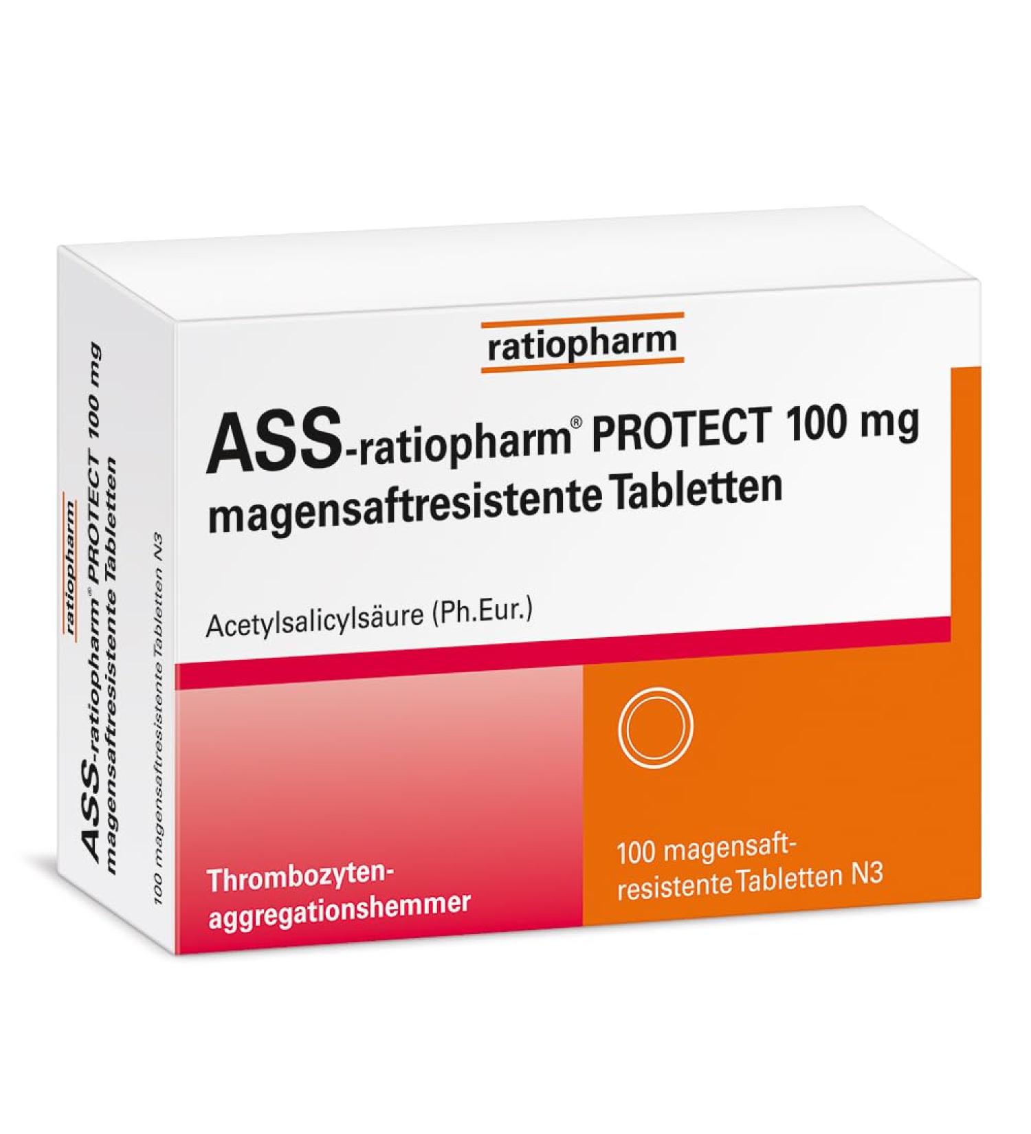 Ratiopharm ASS Protect 100 mg - Gastric-Friendly Blood Thinner Tablets | Prevent Heart Attack | 100 Tablets - Buy Online on GoSupps.com