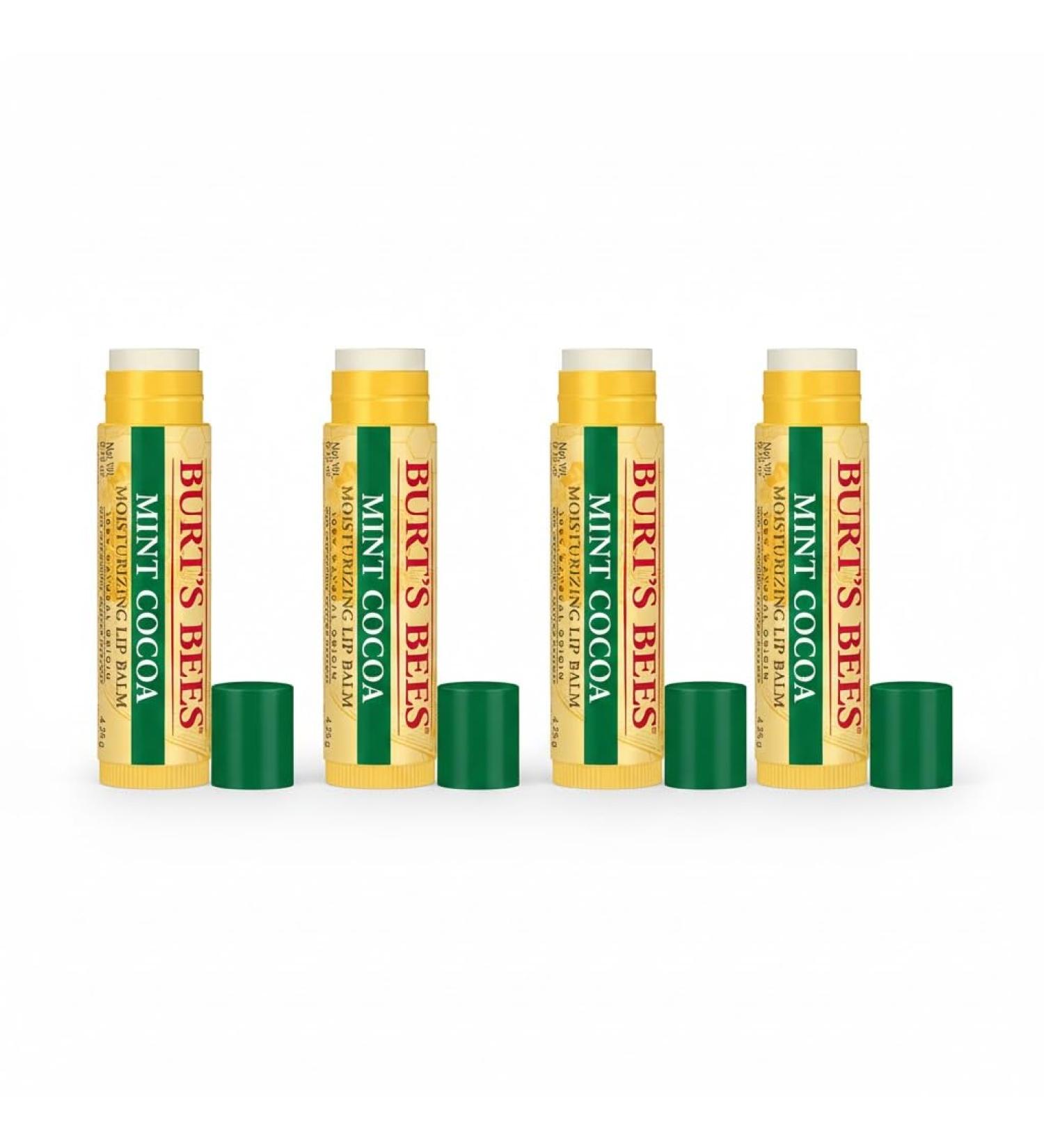 Burt's Bees Mint Cocoa Moisturizing Lip Balm .15 Ounce 100% Natural Origin (4)