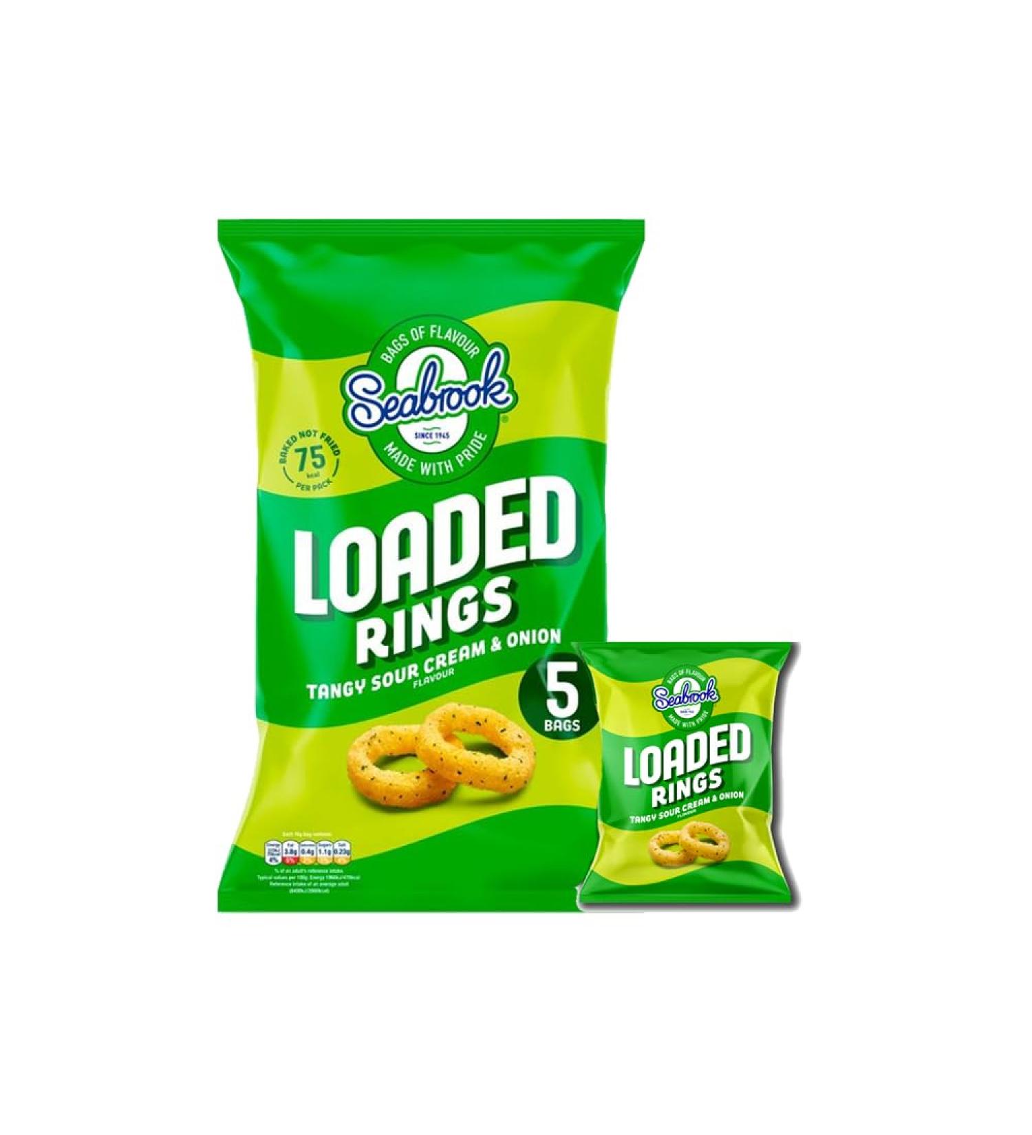 Chips Crisps Bags Collections - Deliciously light & Crispy Chips Bags (loaded rings sour cream & onion (5 x 16g) 4 Packs)