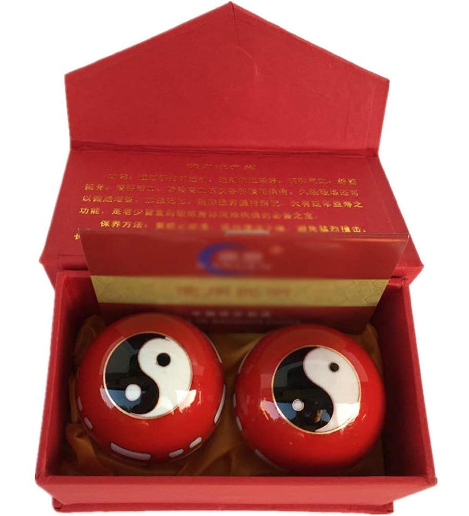 Baoding balls massage ball set baoding balls 2 pieces Baoding balls Chinese health exercise stress balls feng shui health exercise stress balls (color: