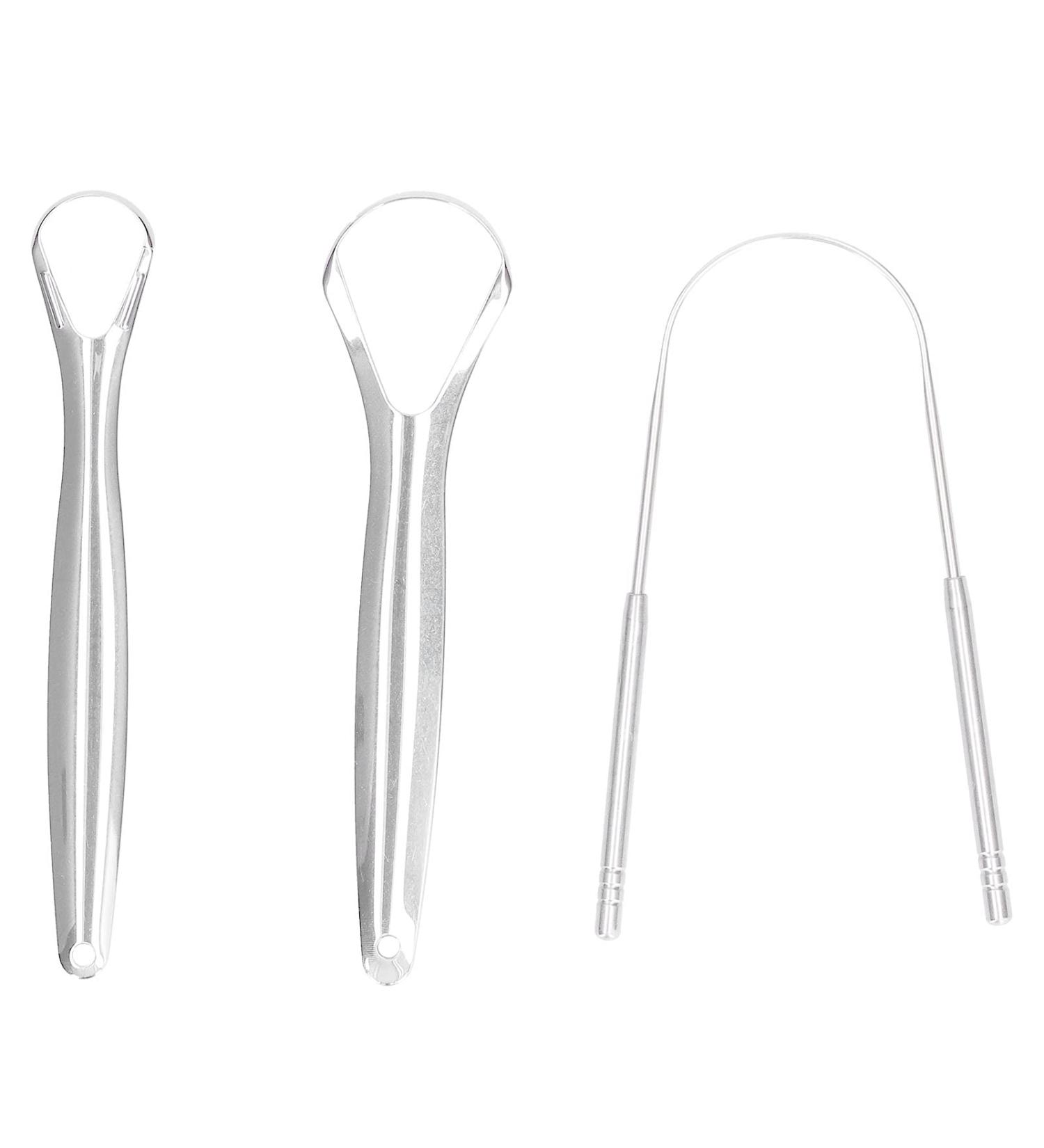 3-Part Tongue Scraper | 100% Surgical Stainless Steel 304 | Professional Oral Care Brush for Adults & Kids | Improve Bad Breath & Freshen Breath - Buy Online on GoSupps.com