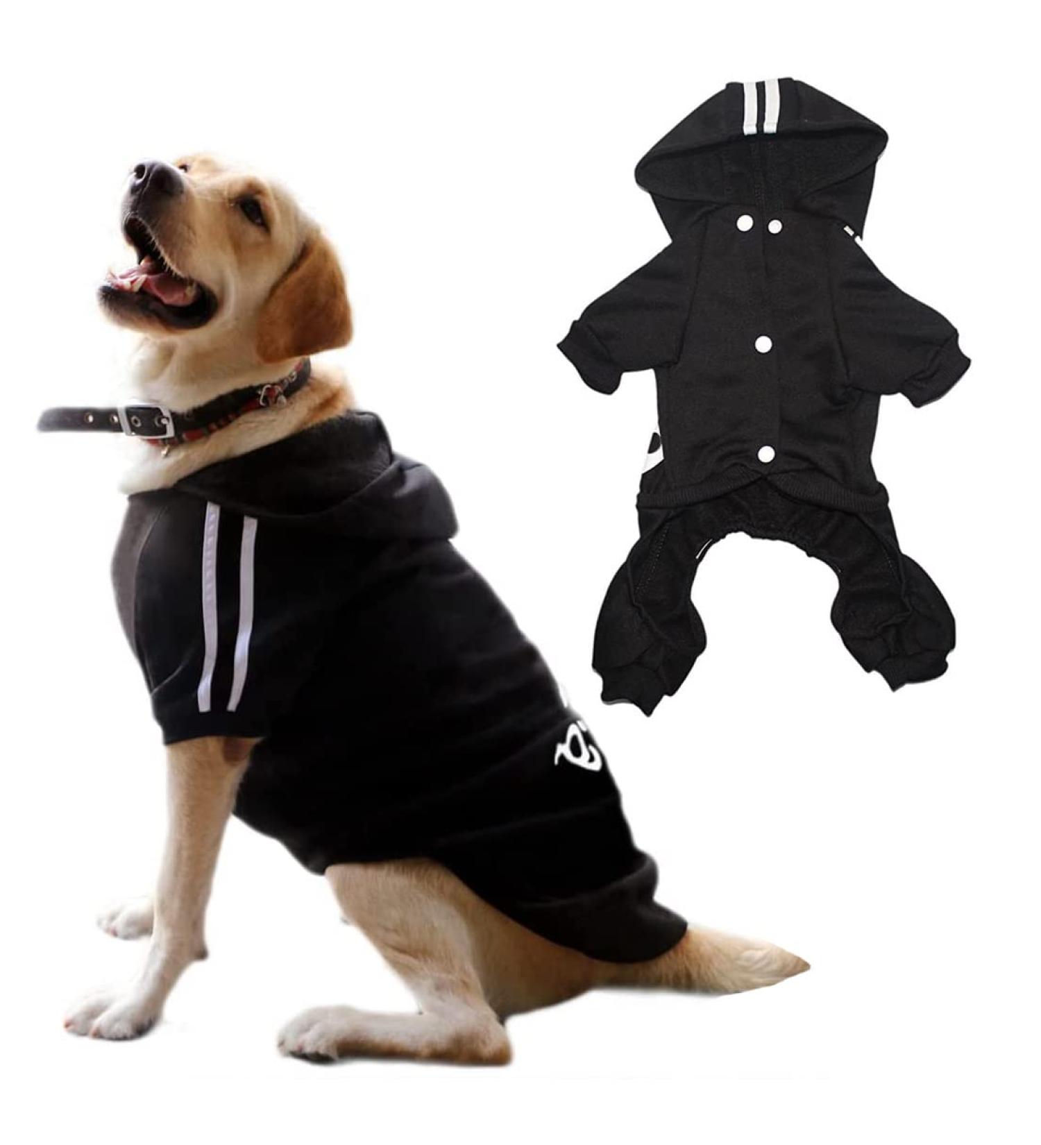 Shop Stylish Dog Hoodies - Warm Cotton Sweatshirt for All Sizes | 4 Legs Overall Jacket for Dogs & Cats - 3XL Black - Buy Online on GoSupps.com